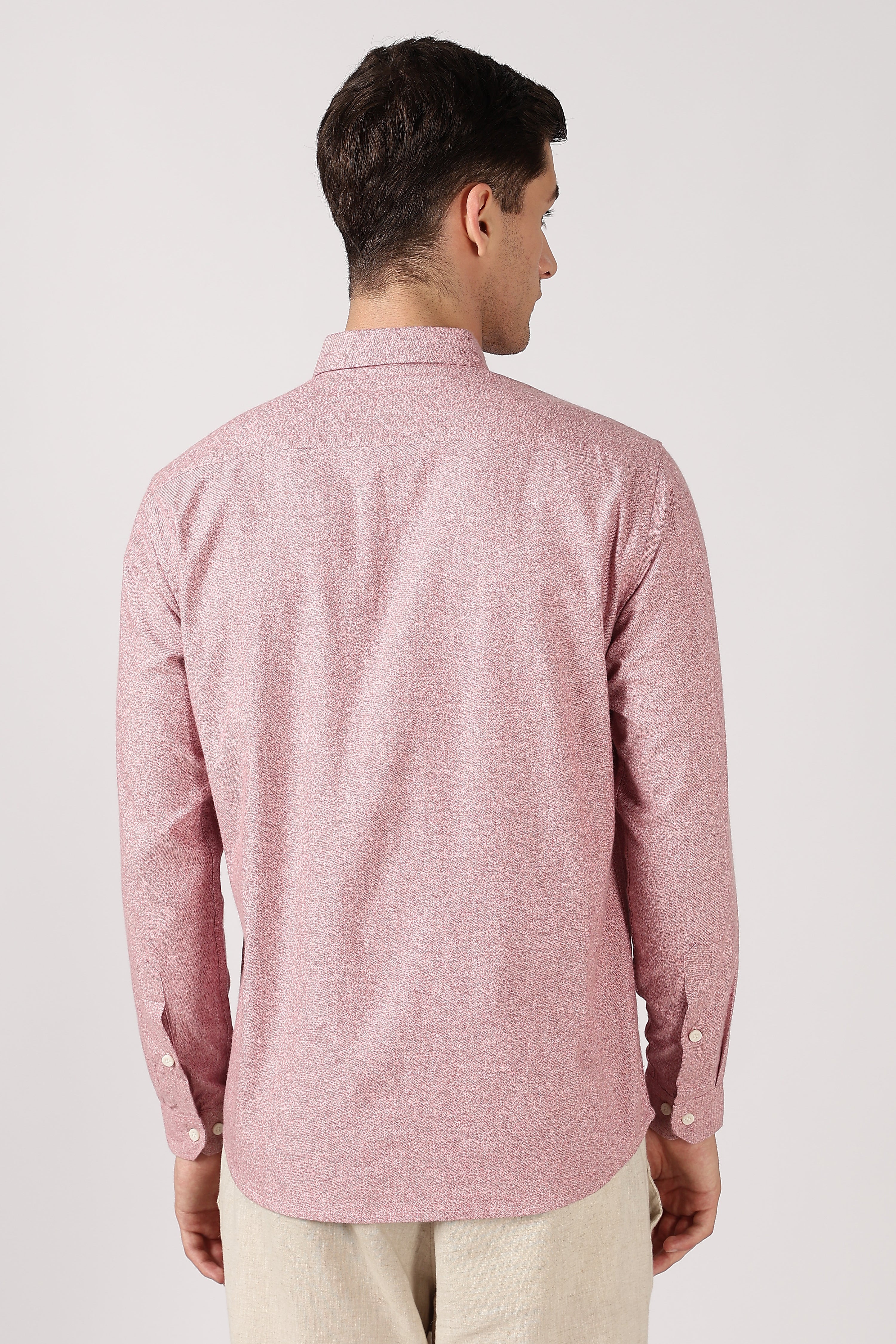 Soda Stroll Cotton Regular Fit Pink Embroidered Shirt