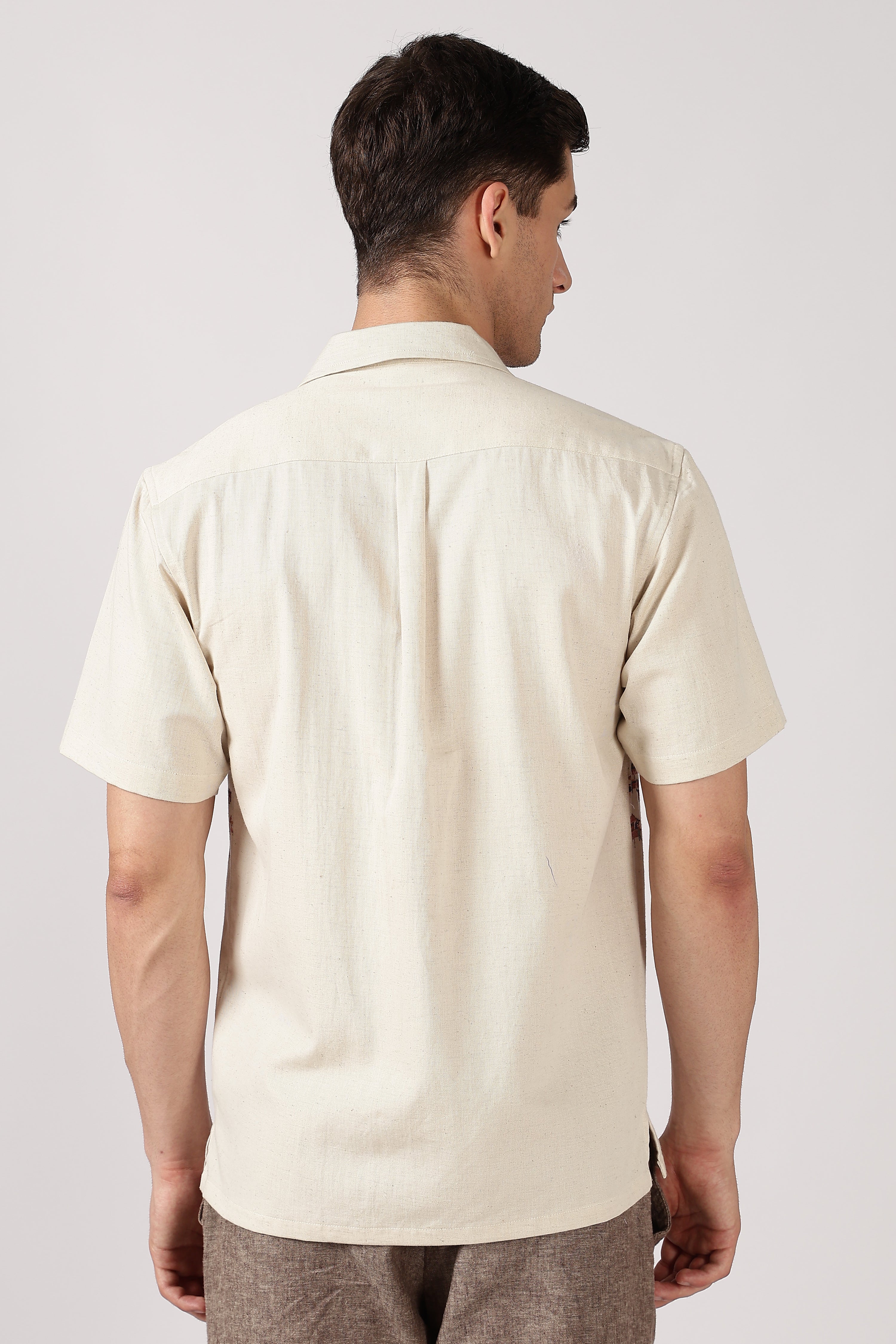 Carnival Dreams Cotton Box Fit Beige Printed Shirt