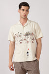 Carnival Dreams Cotton Box Fit Beige Printed Shirt