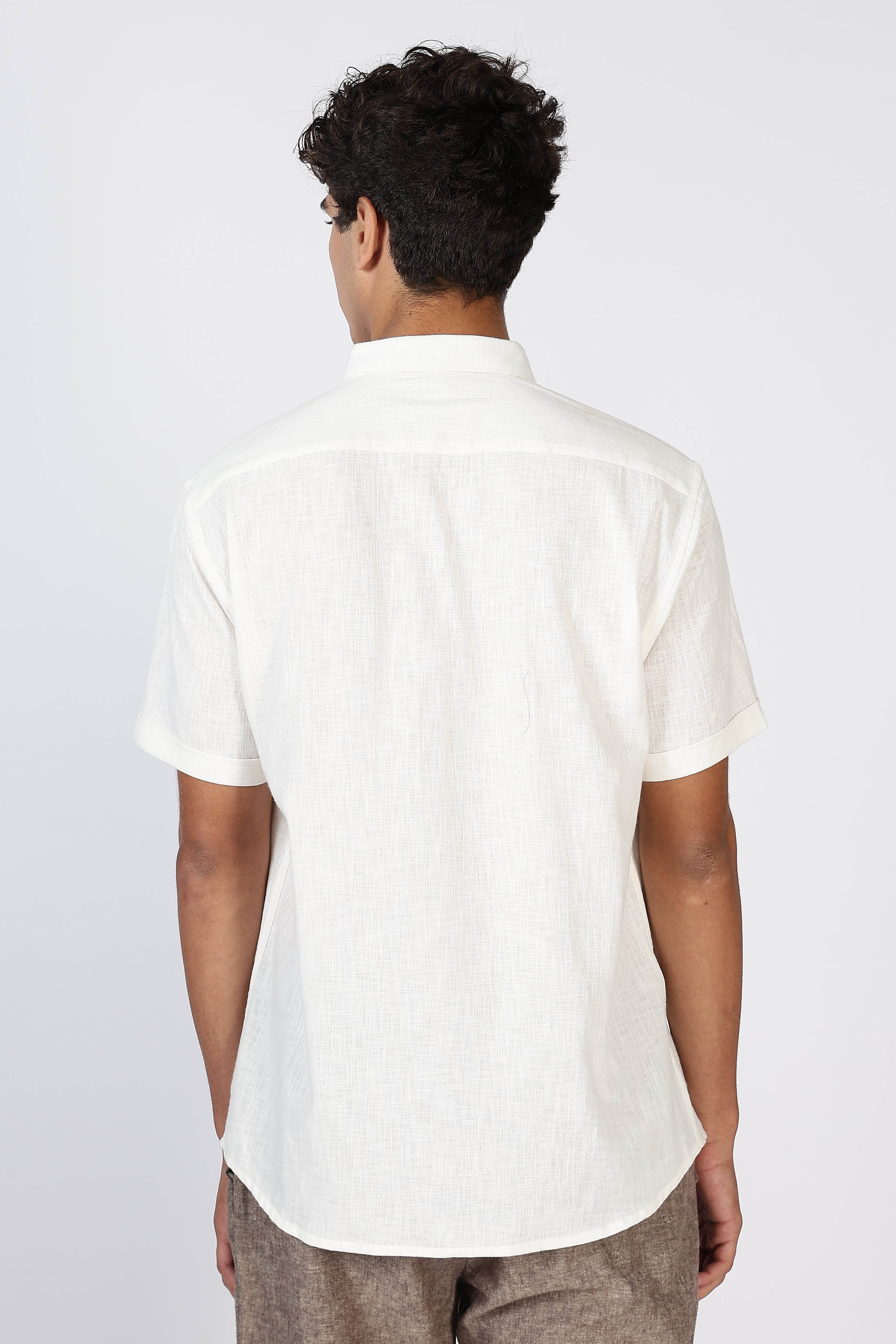 Quiet Coast Cotton-Linen Regular Fit White Shirt