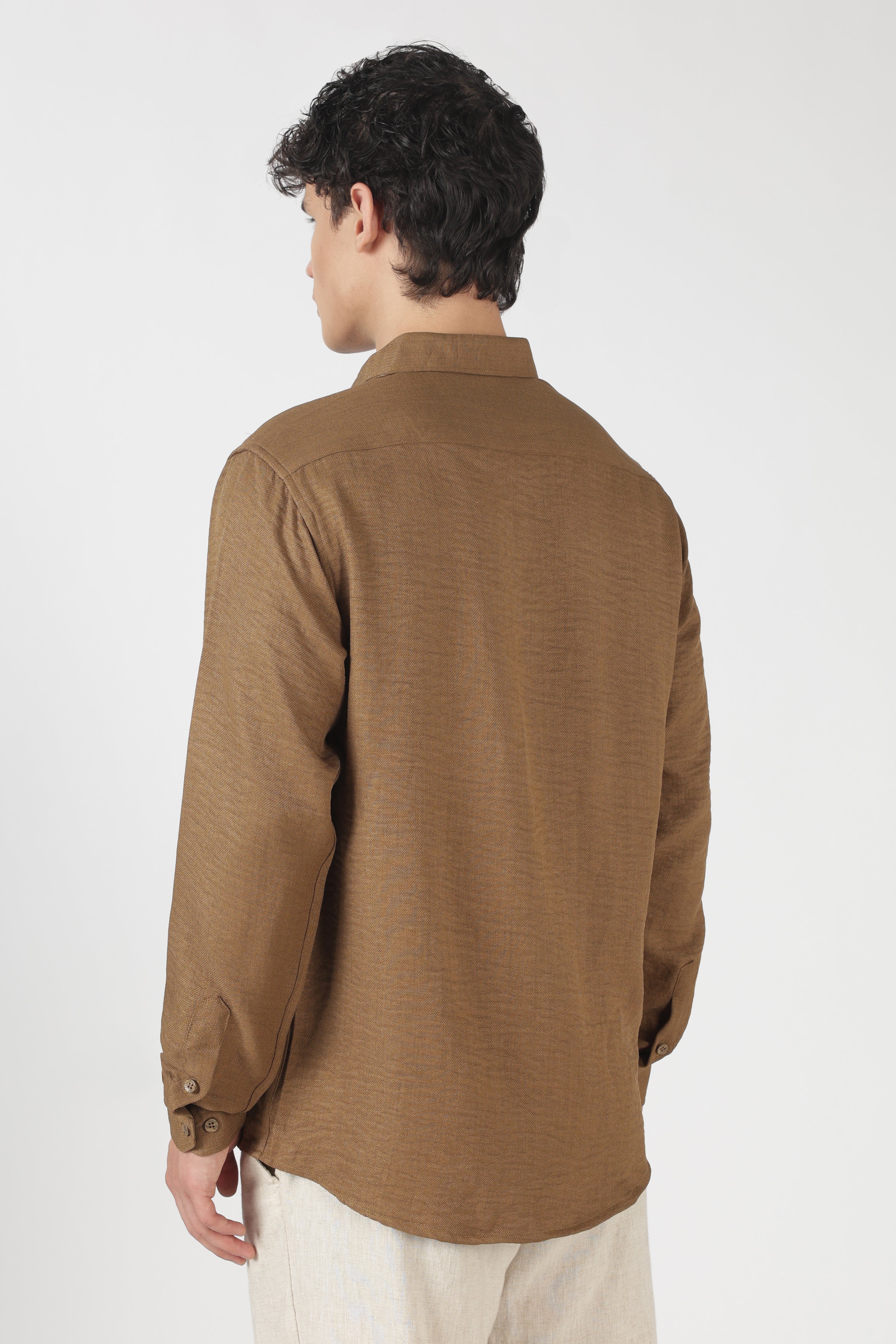 Saddle Equestrian Cotton Regular Fit Brown Embroidered Shirt