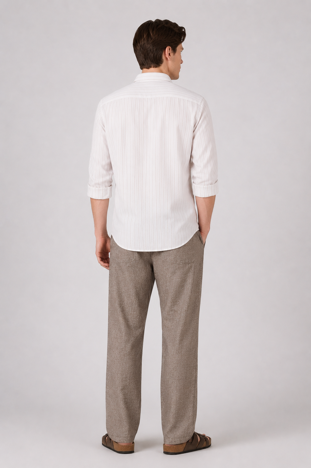 White & Brown 100% Cotton Co-ordinated outfit for men