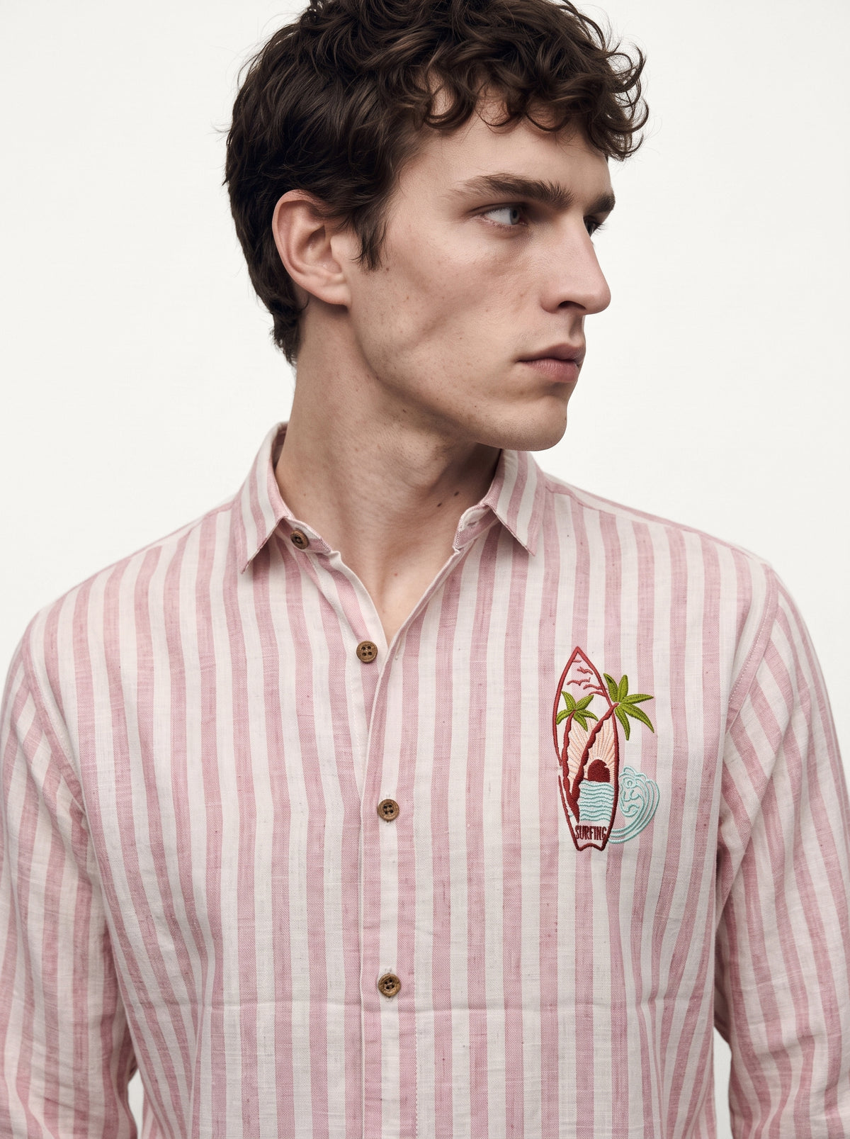 Coastal Reverie Cotton Regular Fit Pink Striped Shirt