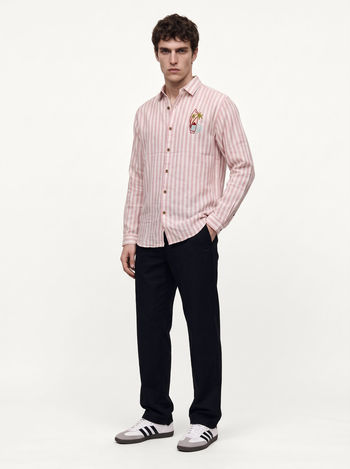 Coastal Reverie Cotton Regular Fit Pink Striped Shirt