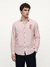 Coastal Reverie Cotton Regular Fit Pink Striped Shirt
