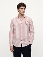 Coastal Reverie Cotton Regular Fit Pink Striped Shirt