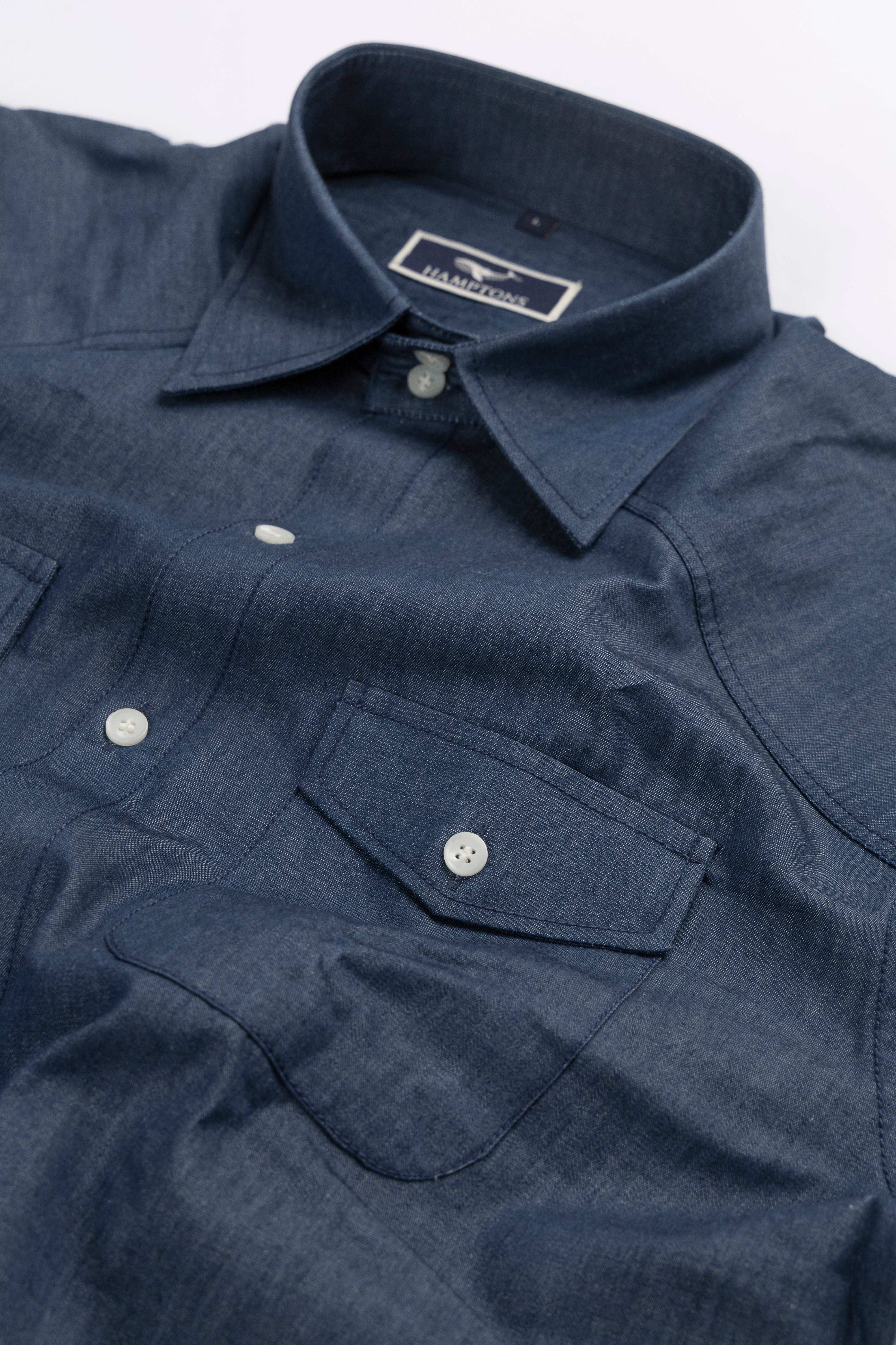 Chambray Denim– Western Flap Pockets Utility Shirt