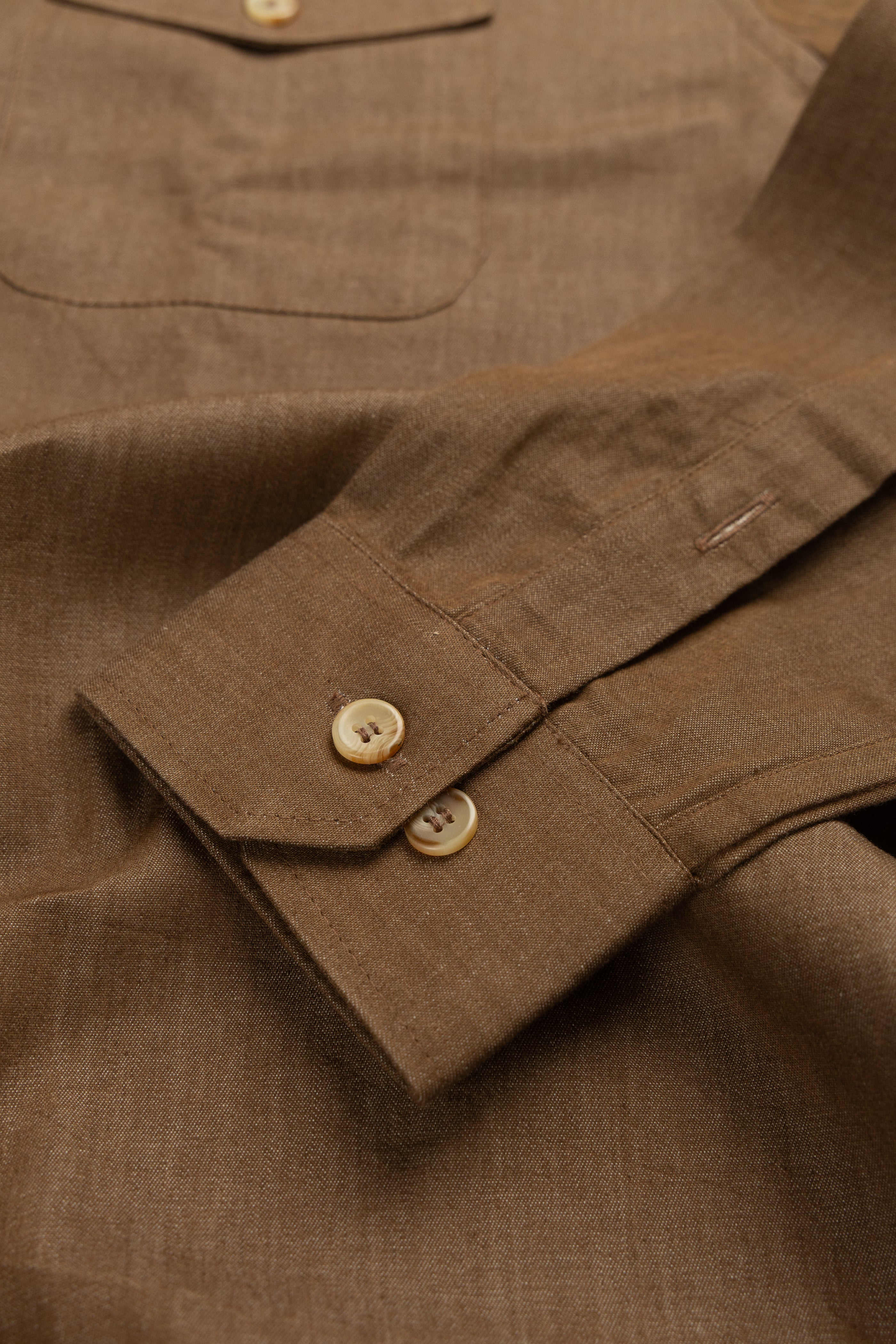 Brown Denim–Western Flap Pockets Utility Shirt