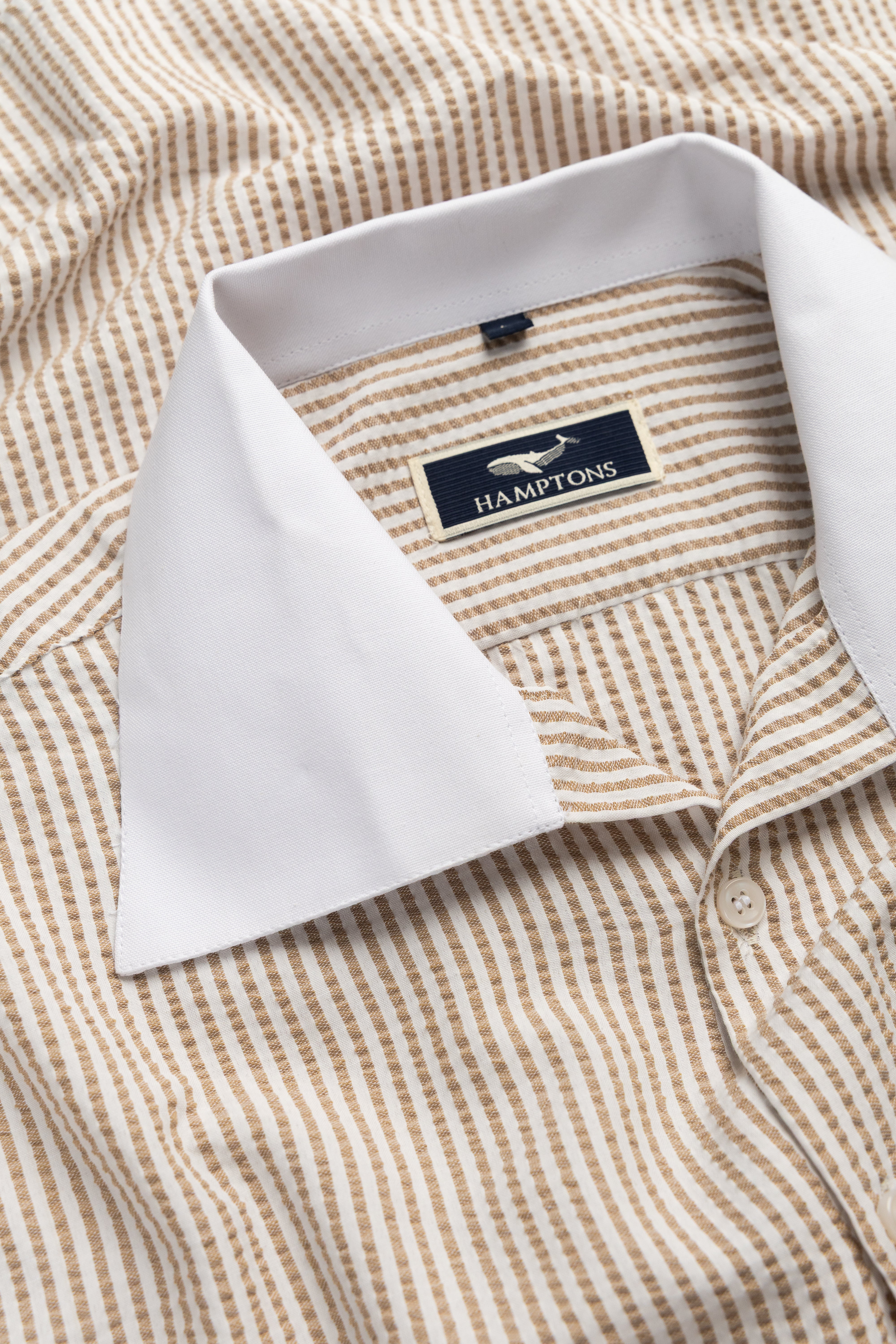 Coastal Yellow Seersucker- 80s Contrast Cooper Collar Shirt