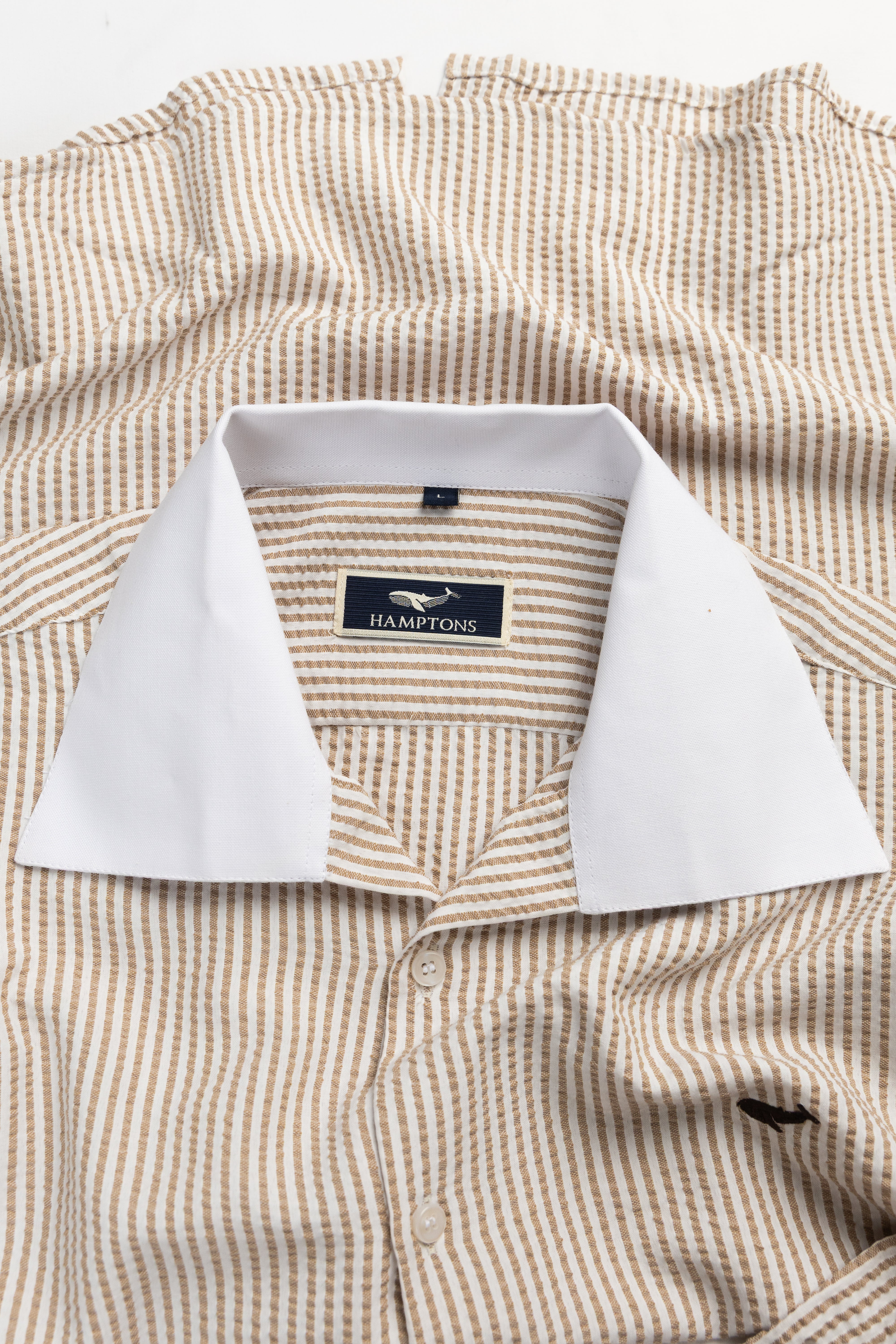 Coastal Yellow Seersucker- 80s Contrast Cooper Collar Shirt
