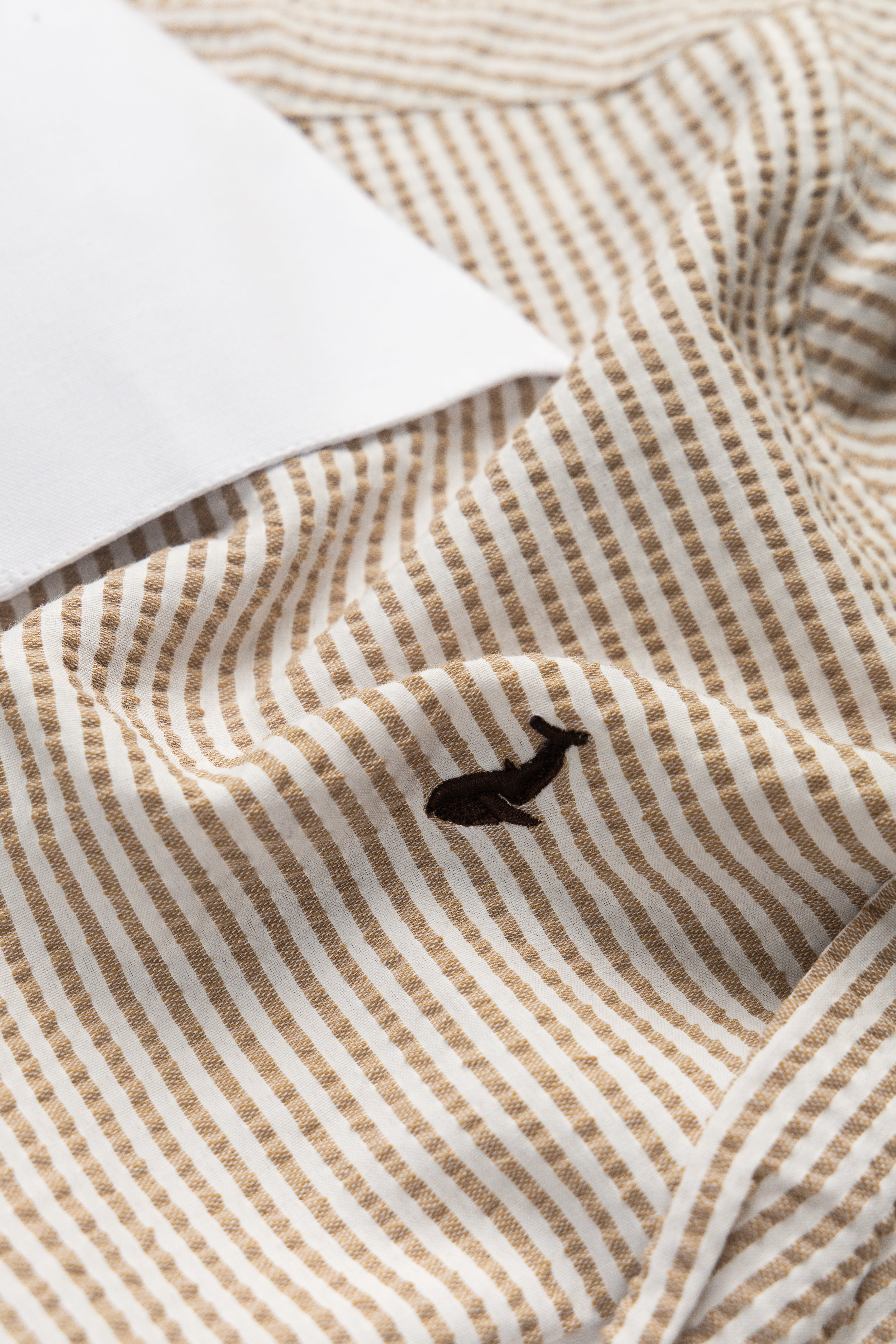 Coastal Yellow Seersucker- 80s Contrast Cooper Collar Shirt