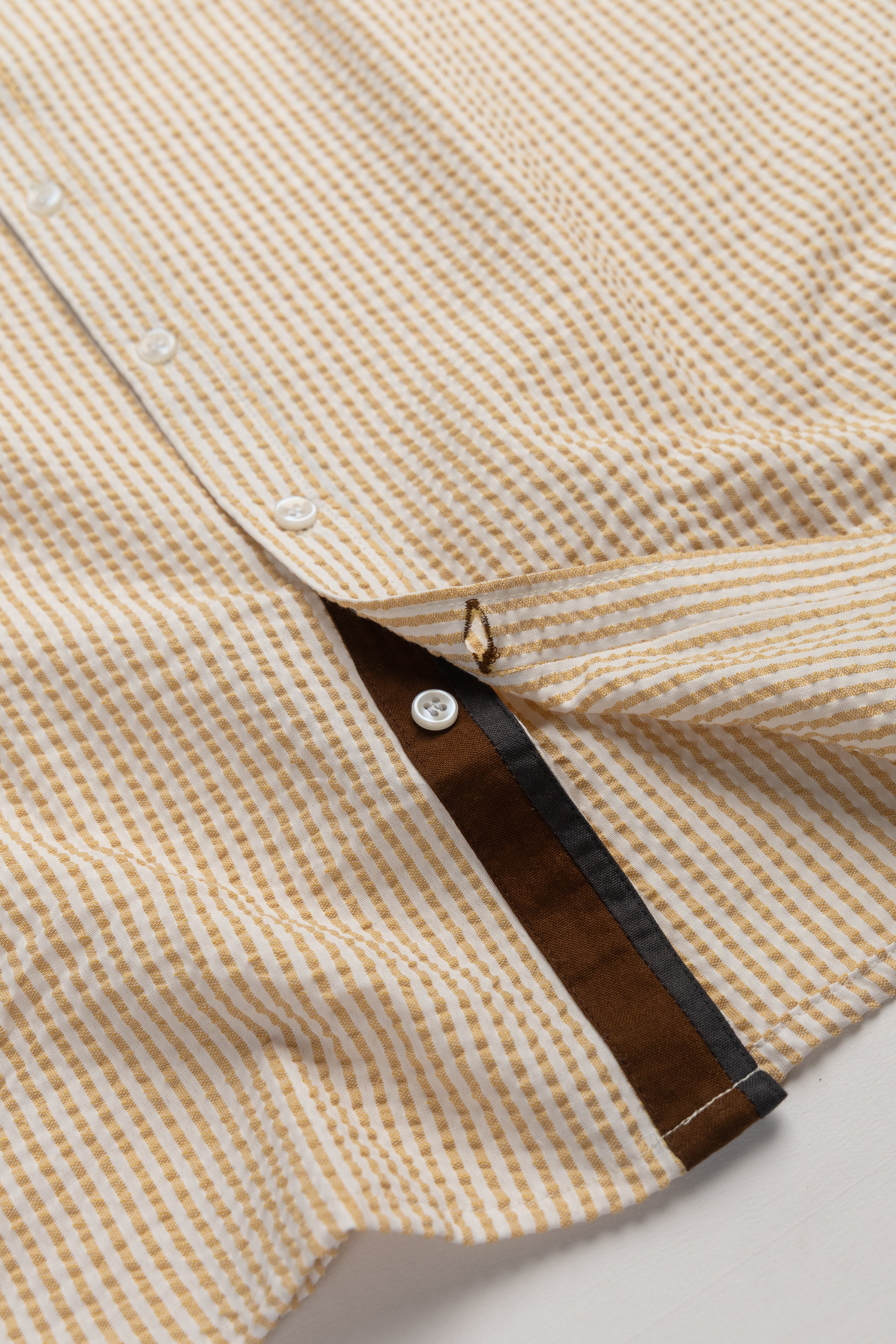Resort Pinstripe Seersucker- Double Collar Style Shirt