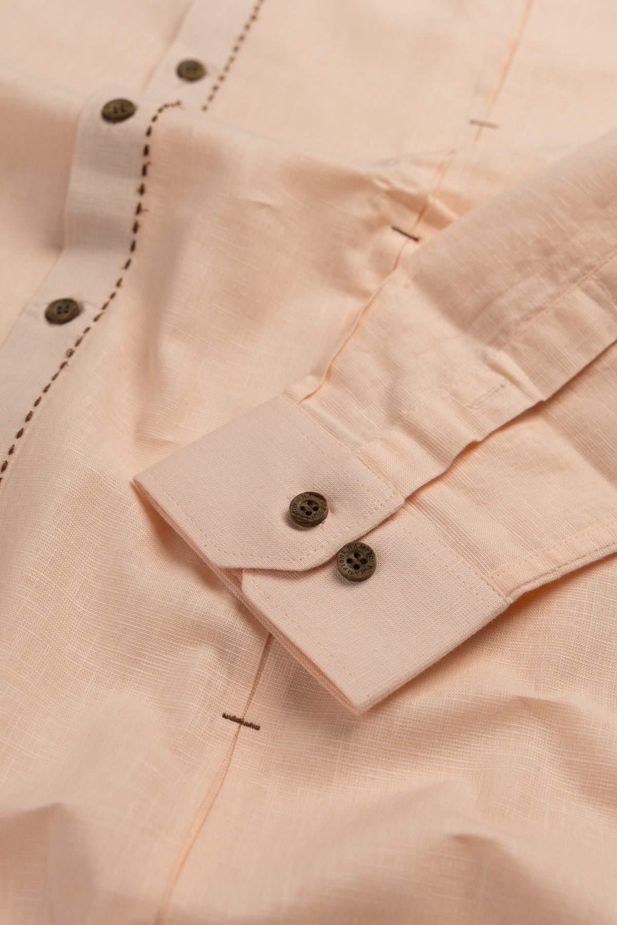 Pintuck Panels Peach - Contrast Buttons And Chawal Takka Stitch Shirt