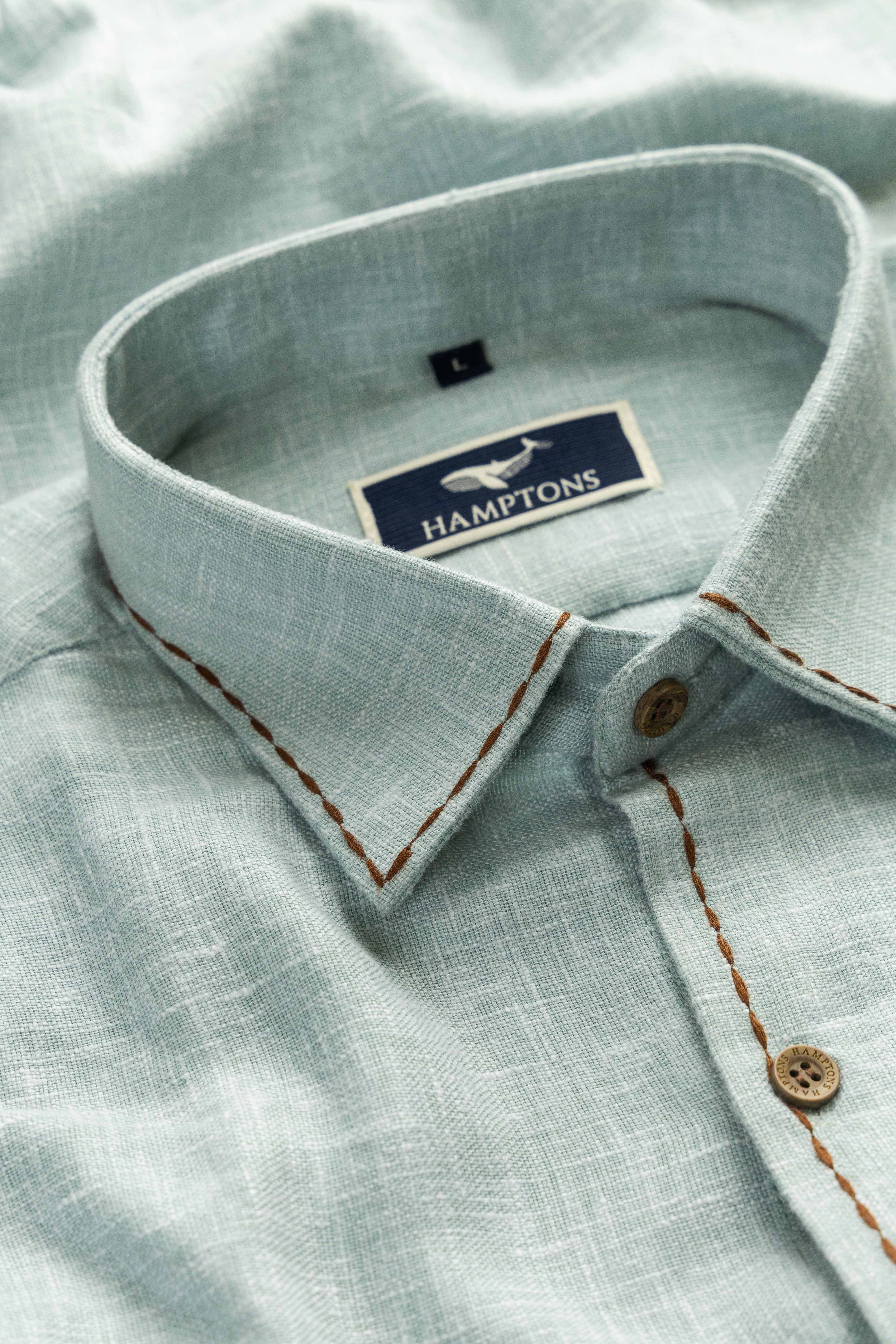 Chawal Takka Stitch- Wide Collar Bespoke Sea Green Shirt