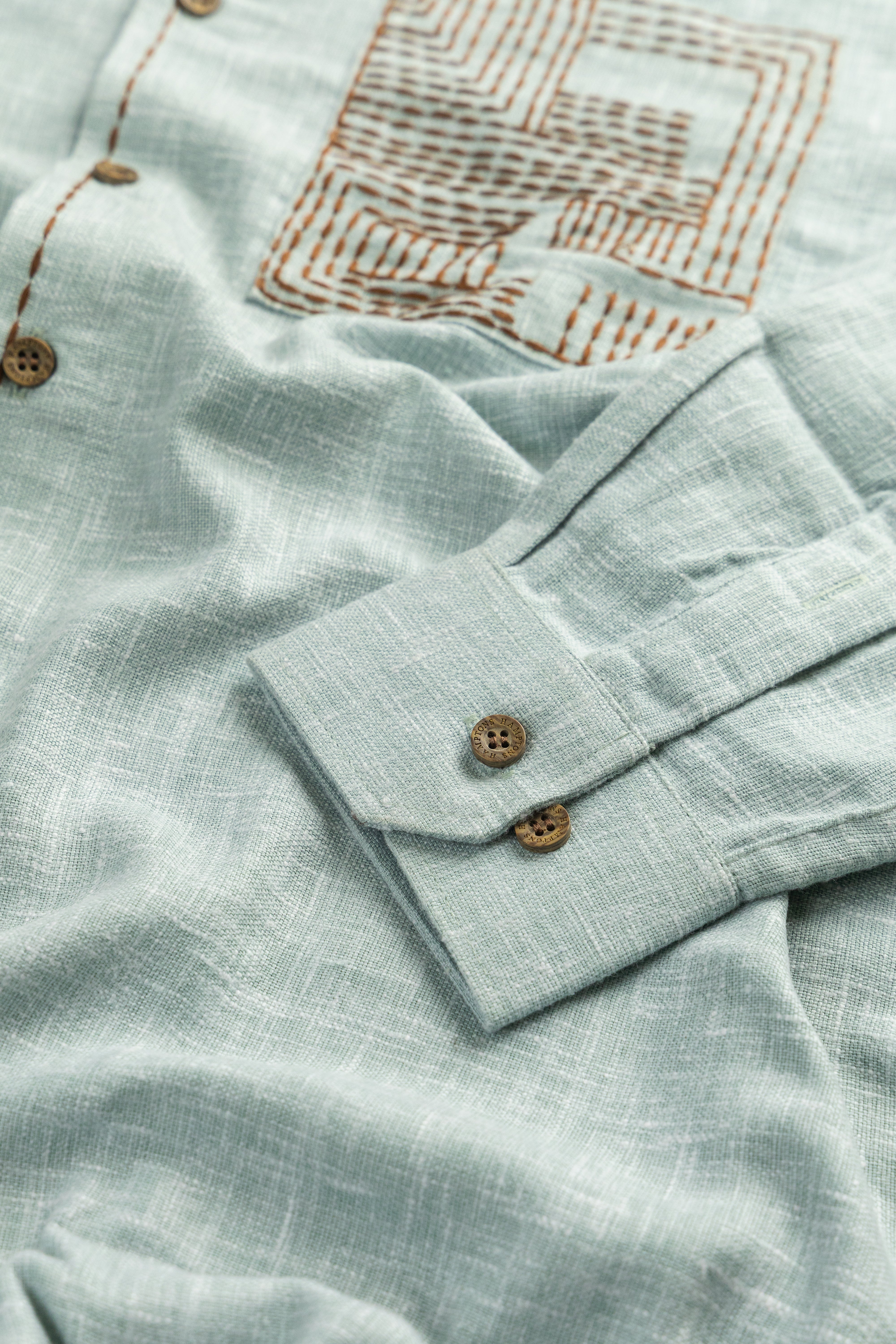 Chawal Takka Stitch- Wide Collar Bespoke Sea Green Shirt