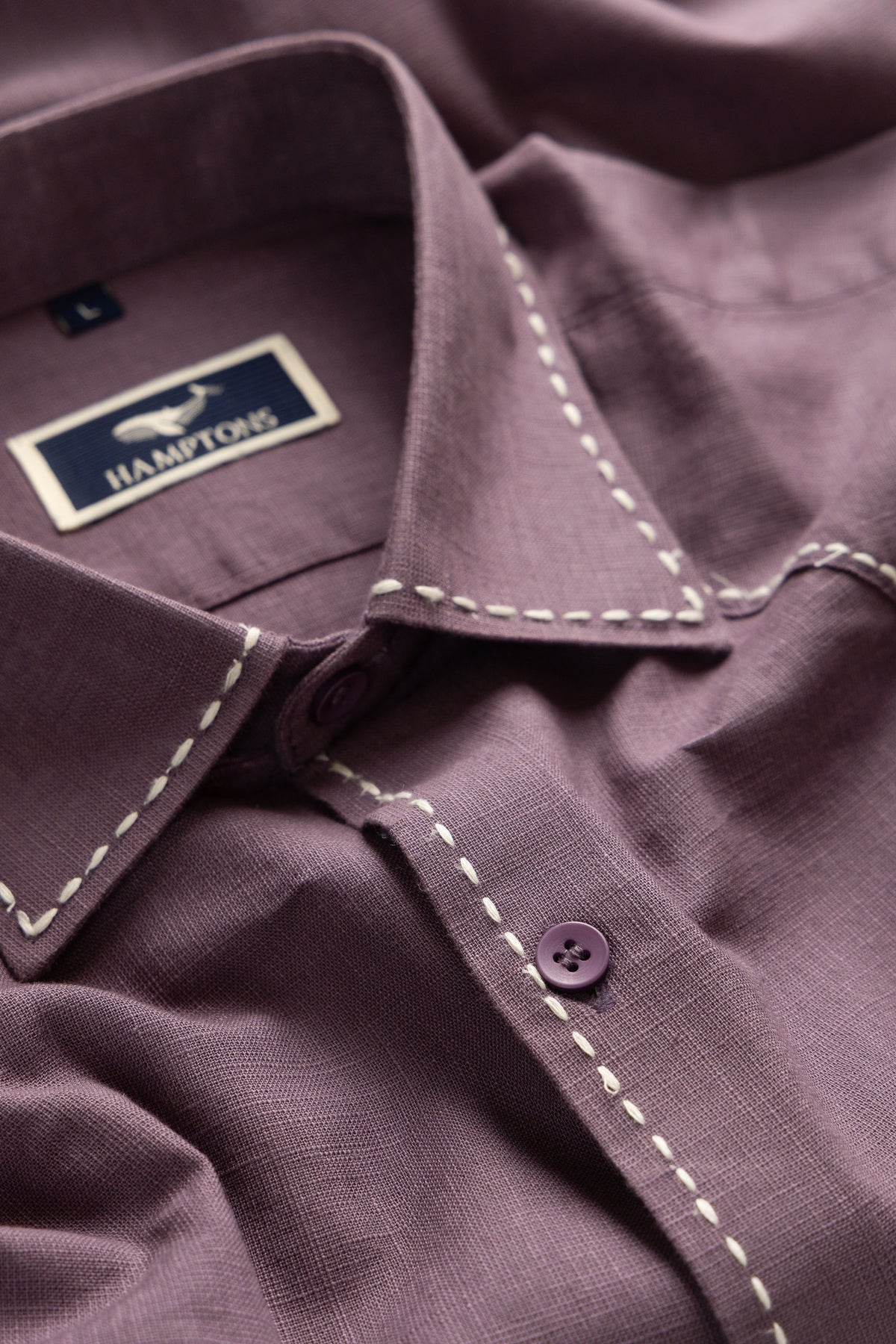 Saddle Stitch Mauve- Chawal Takka Stitch Spread Collar Shirt