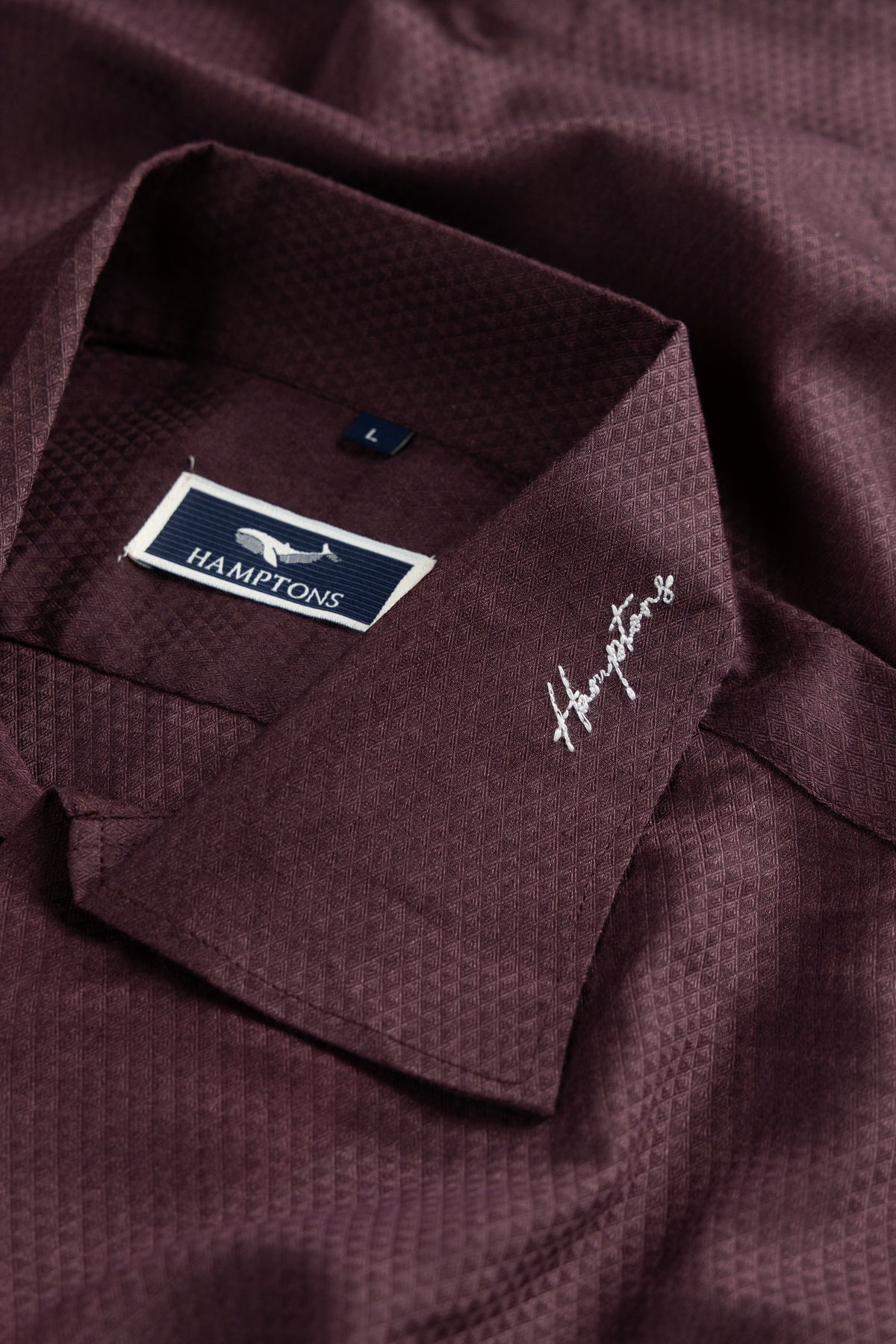 Plum Micro Jacquard 100% Cotton Cooper Collar Shirt