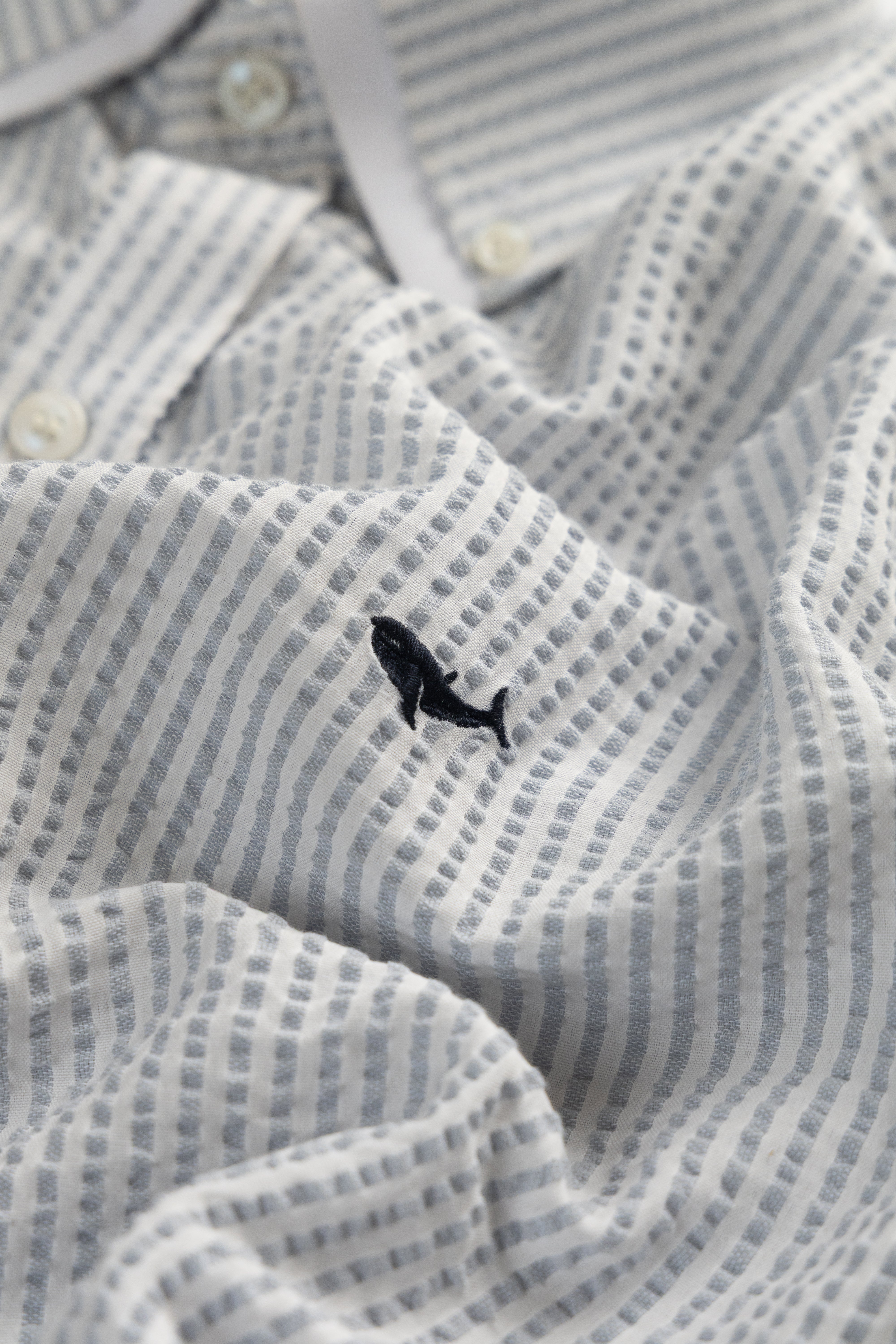 Harbour Seersucker Stripe- Printed Button Placket Shirt