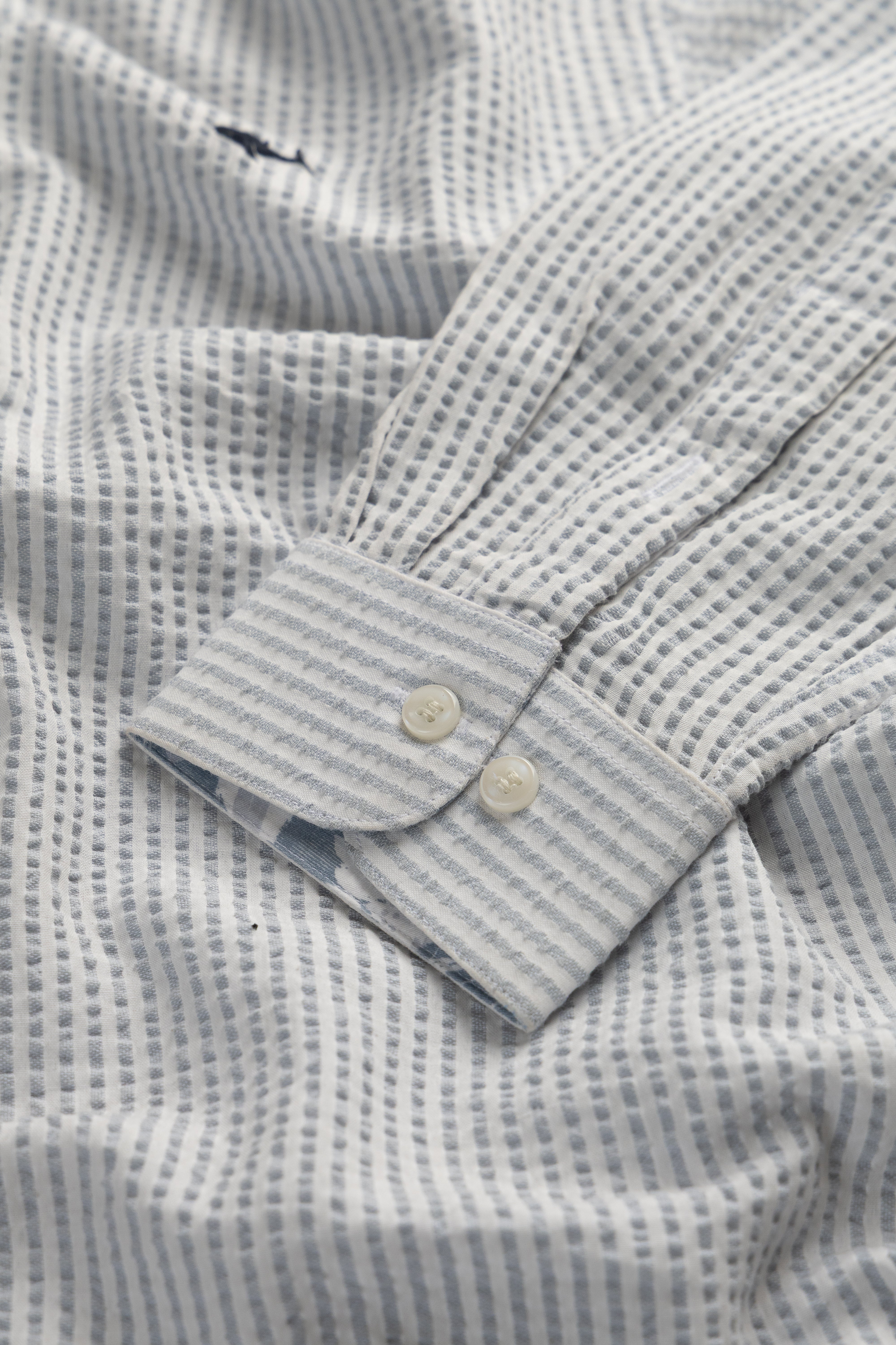 Harbour Seersucker Stripe- Printed Button Placket Shirt