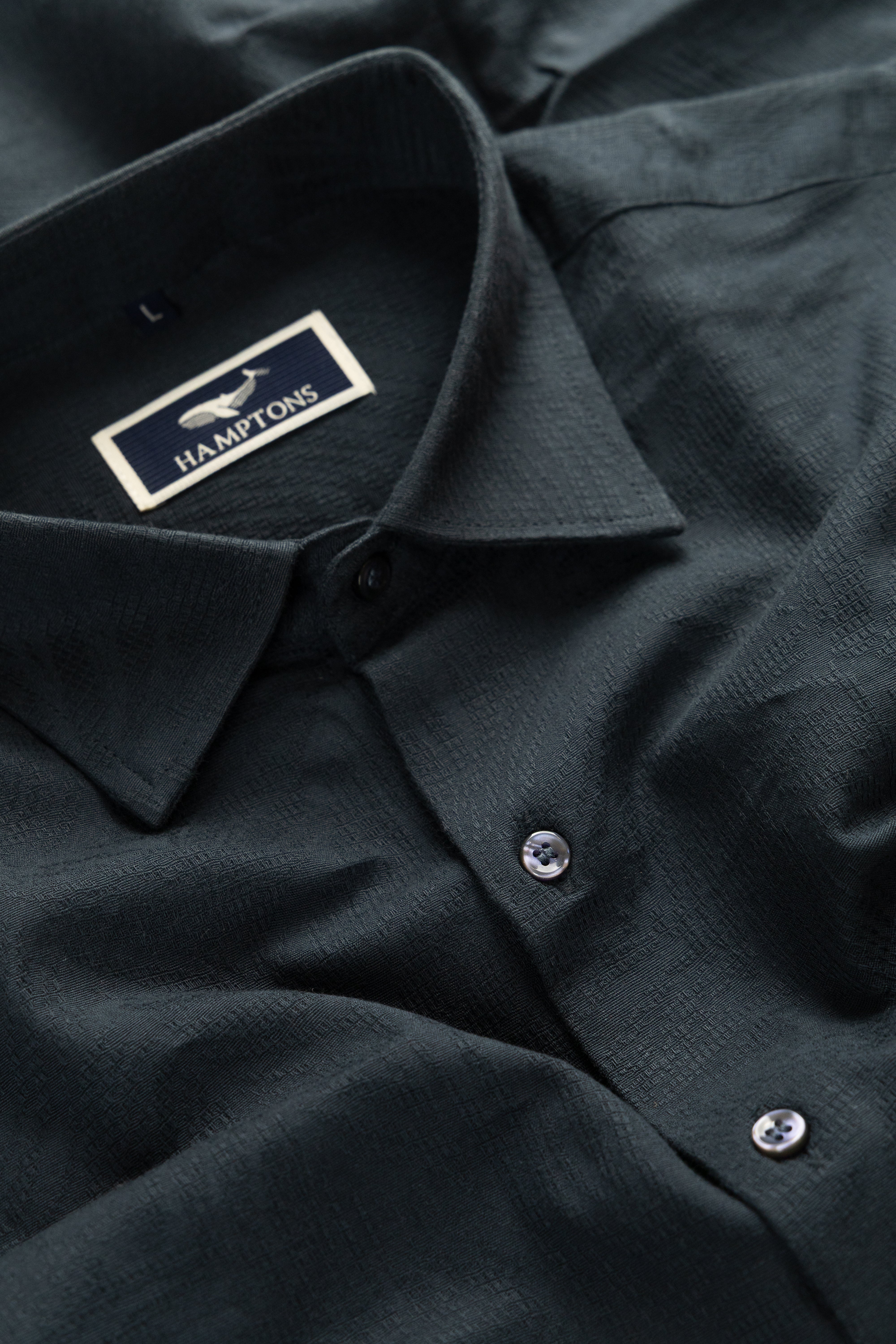 Verdant Jacquard Self Printed - Wide Collar Shirt