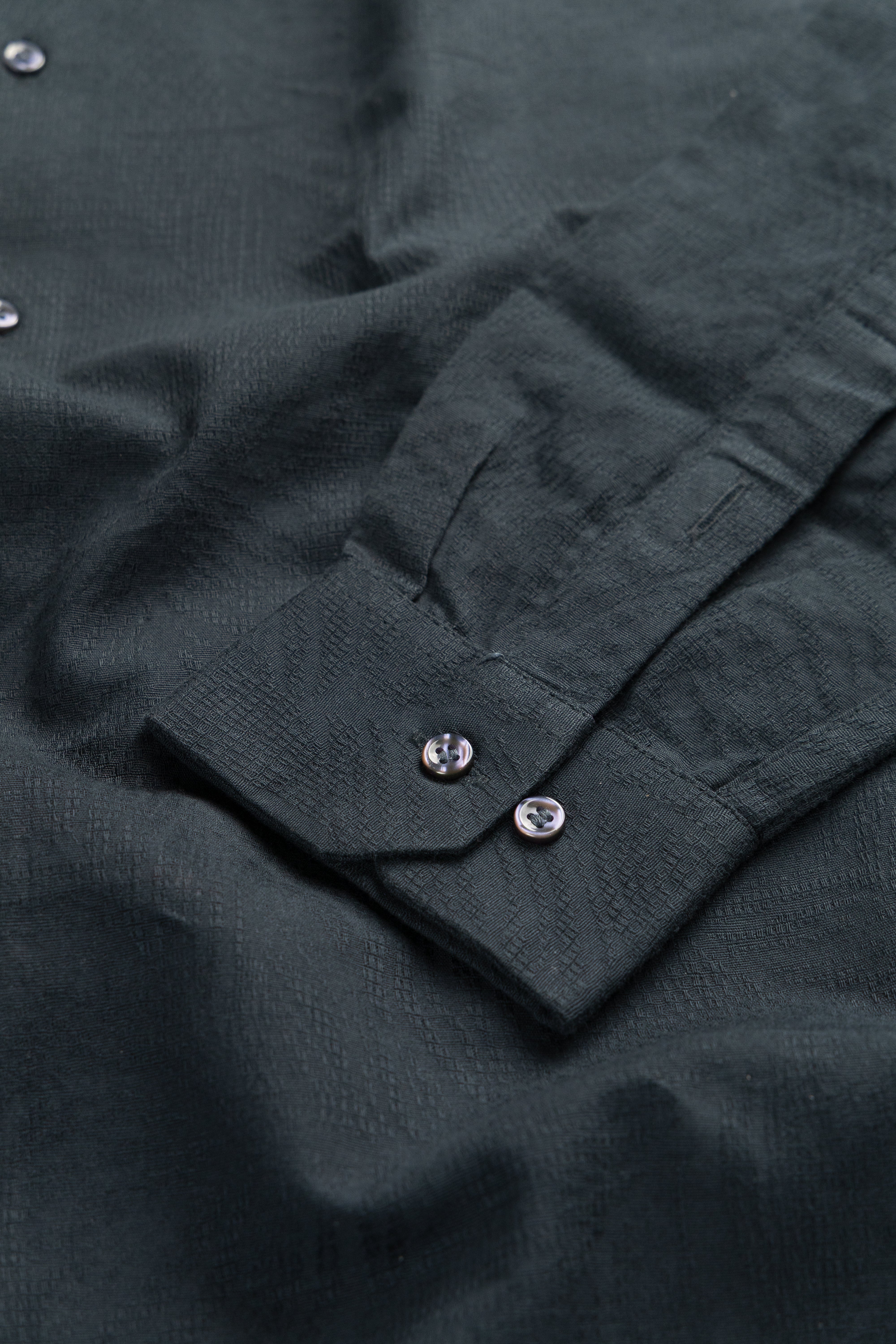 Verdant Jacquard Self Printed - Wide Collar Shirt