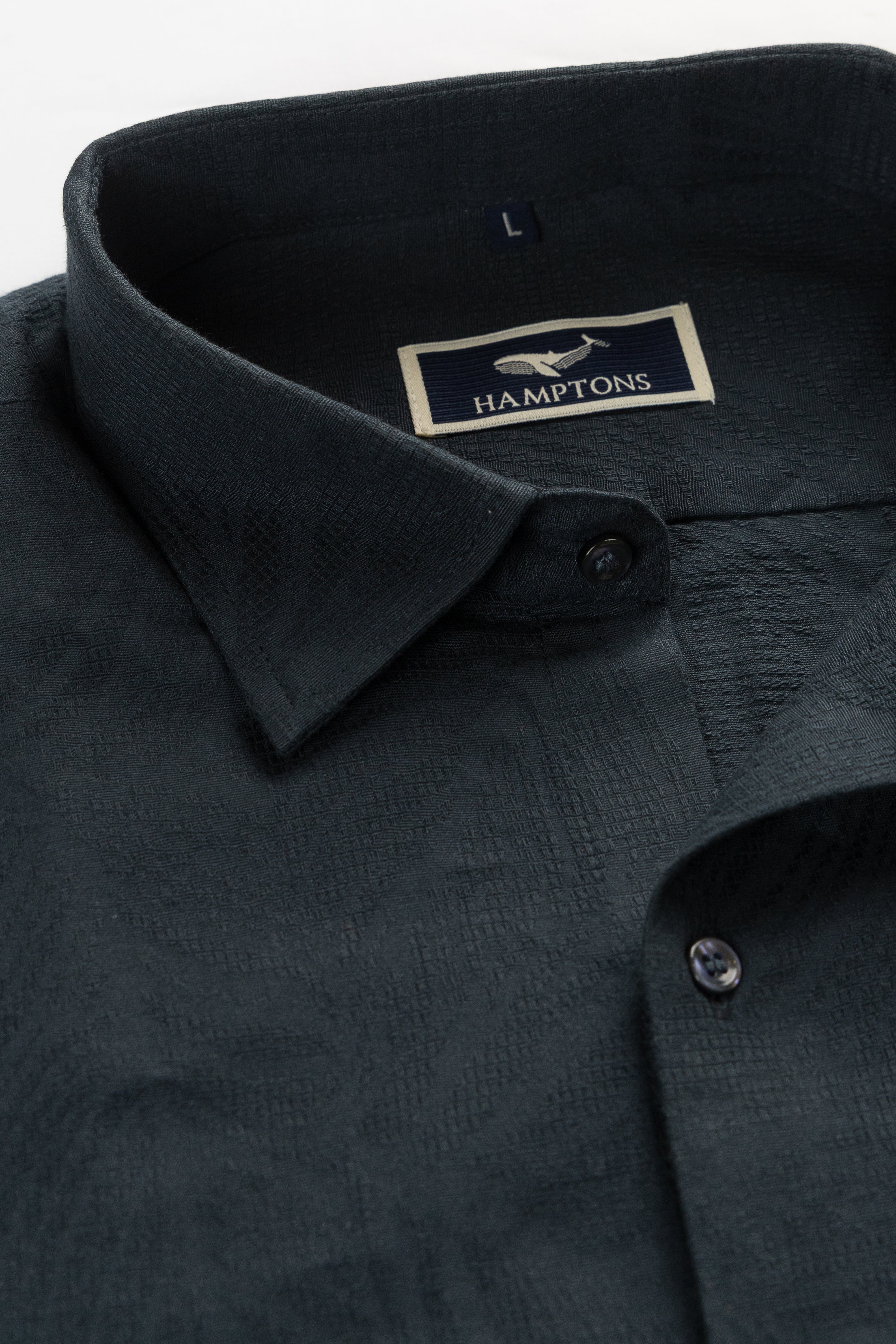 Verdant Jacquard Self Printed - Wide Collar Shirt