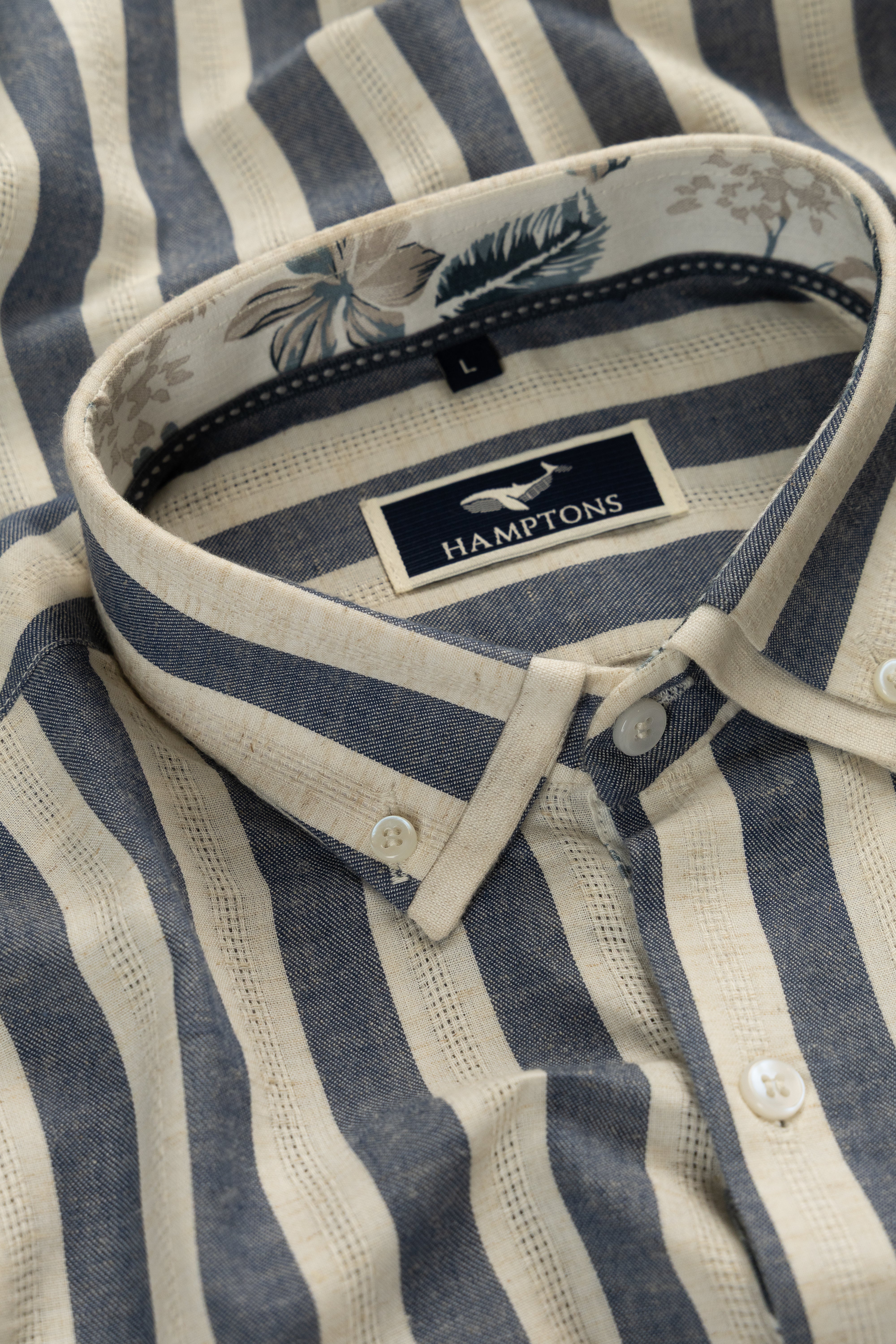 Riviera Stripe Oxford- Printed Button Placket  Shirt