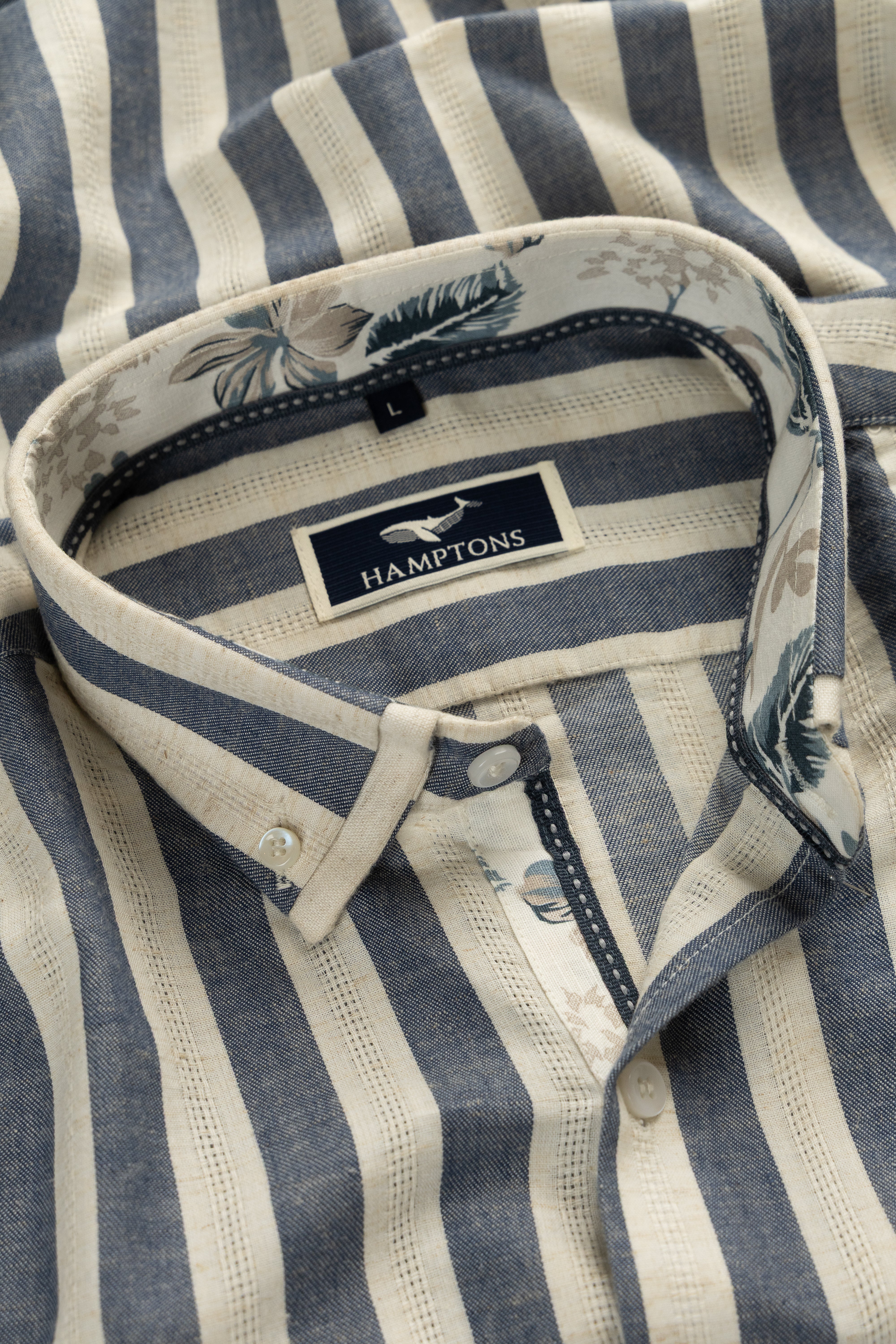 Riviera Stripe Oxford- Printed Button Placket  Shirt