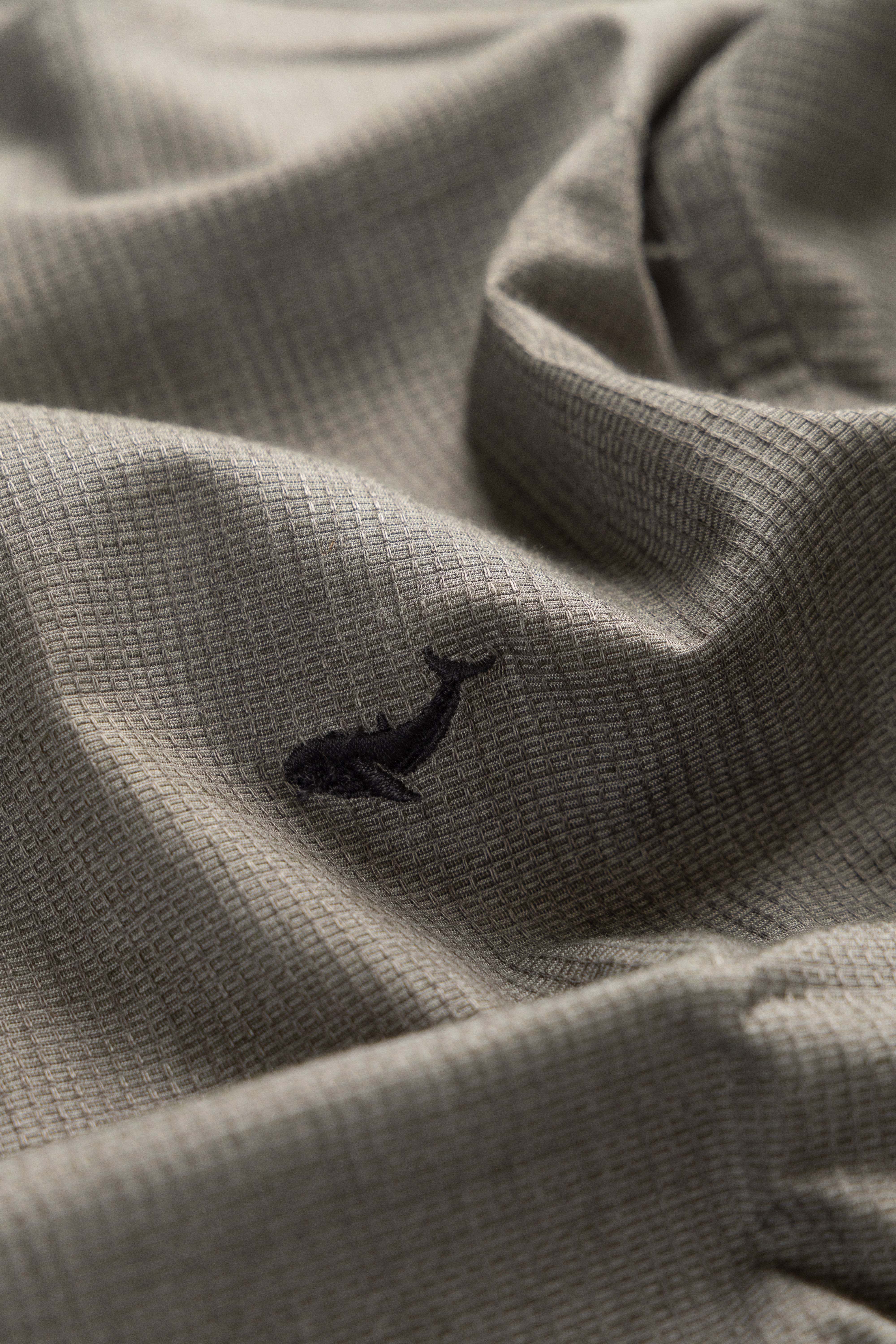 Midnight Grey Grid–Tonal Buttons With Contrast Collar Shirt