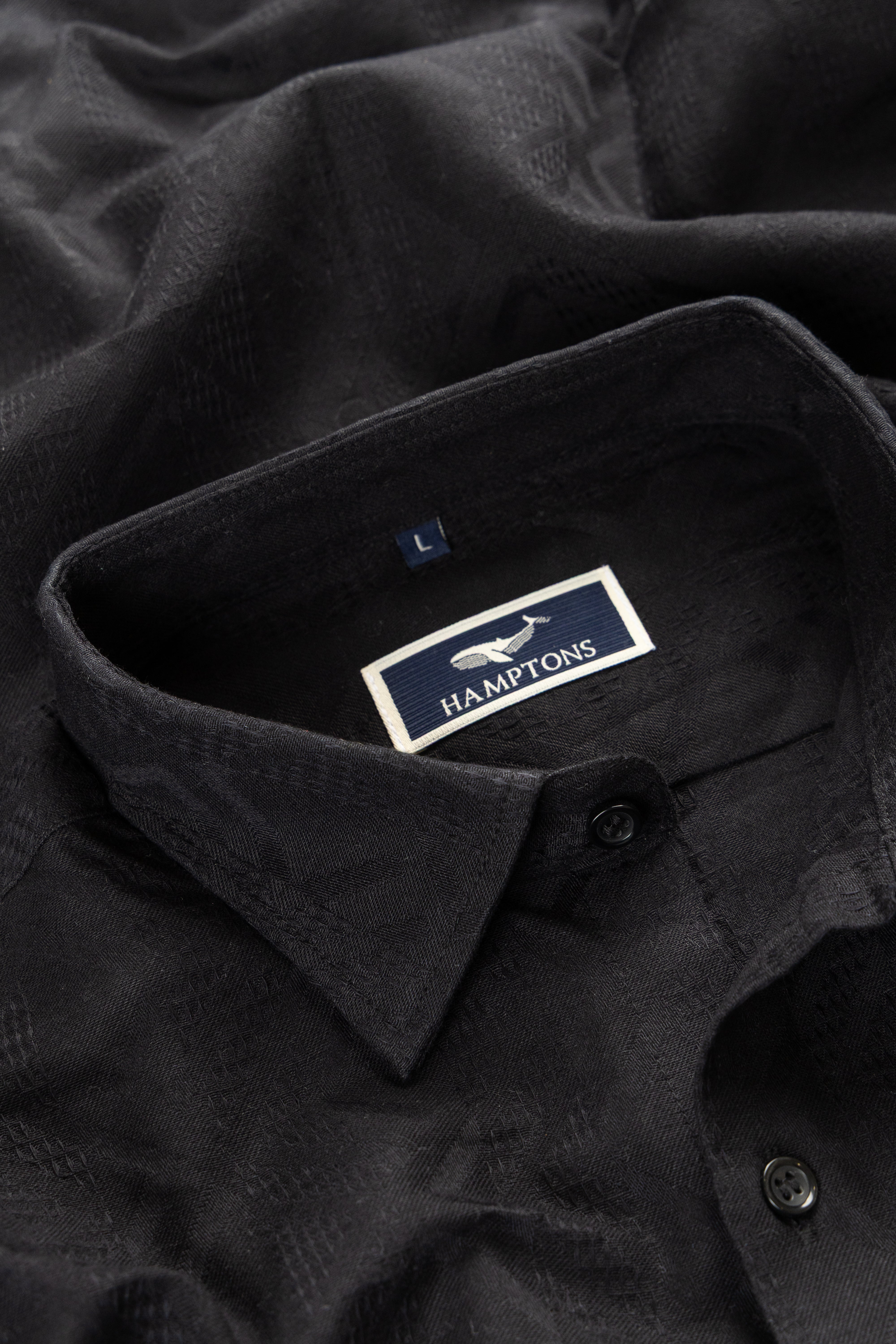 Shadow Weave Cotton- Button-Down Wide Collar Shirt