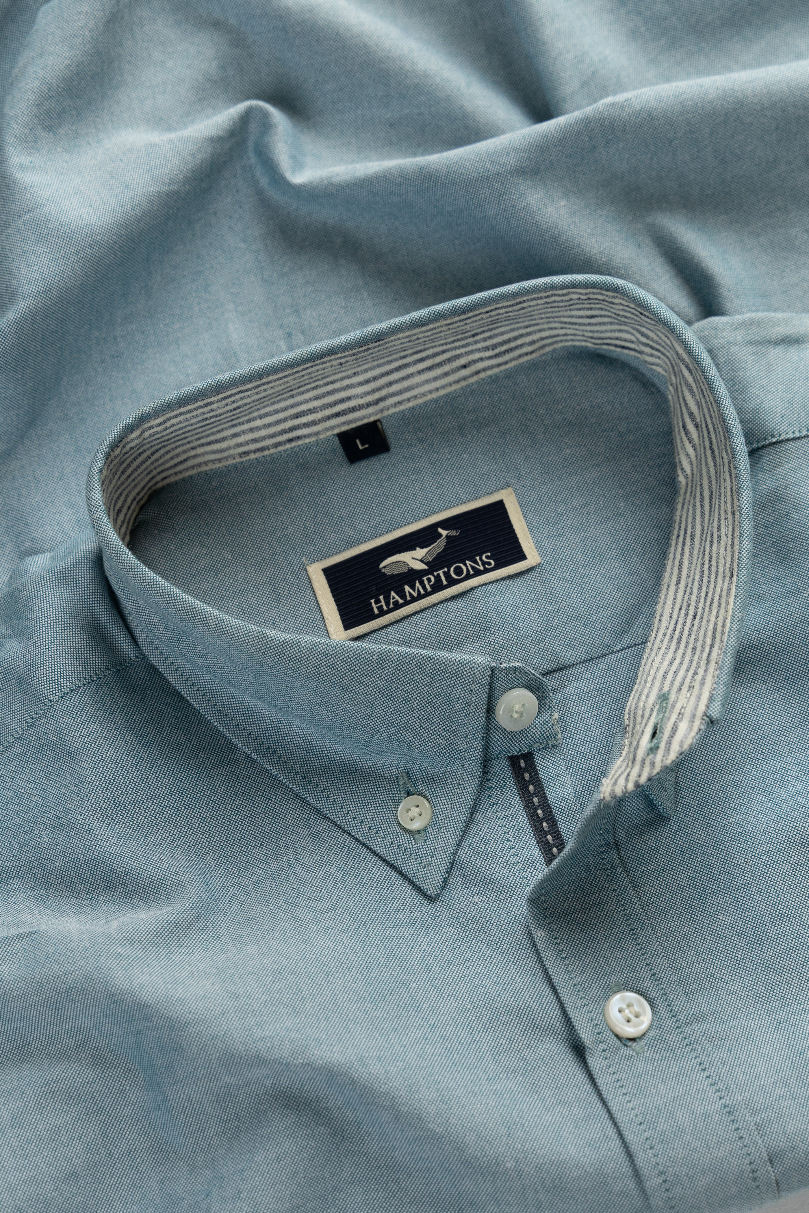 Fine Count Oxford- Broad Collar and Elbow Patches Sky Blue Shirt