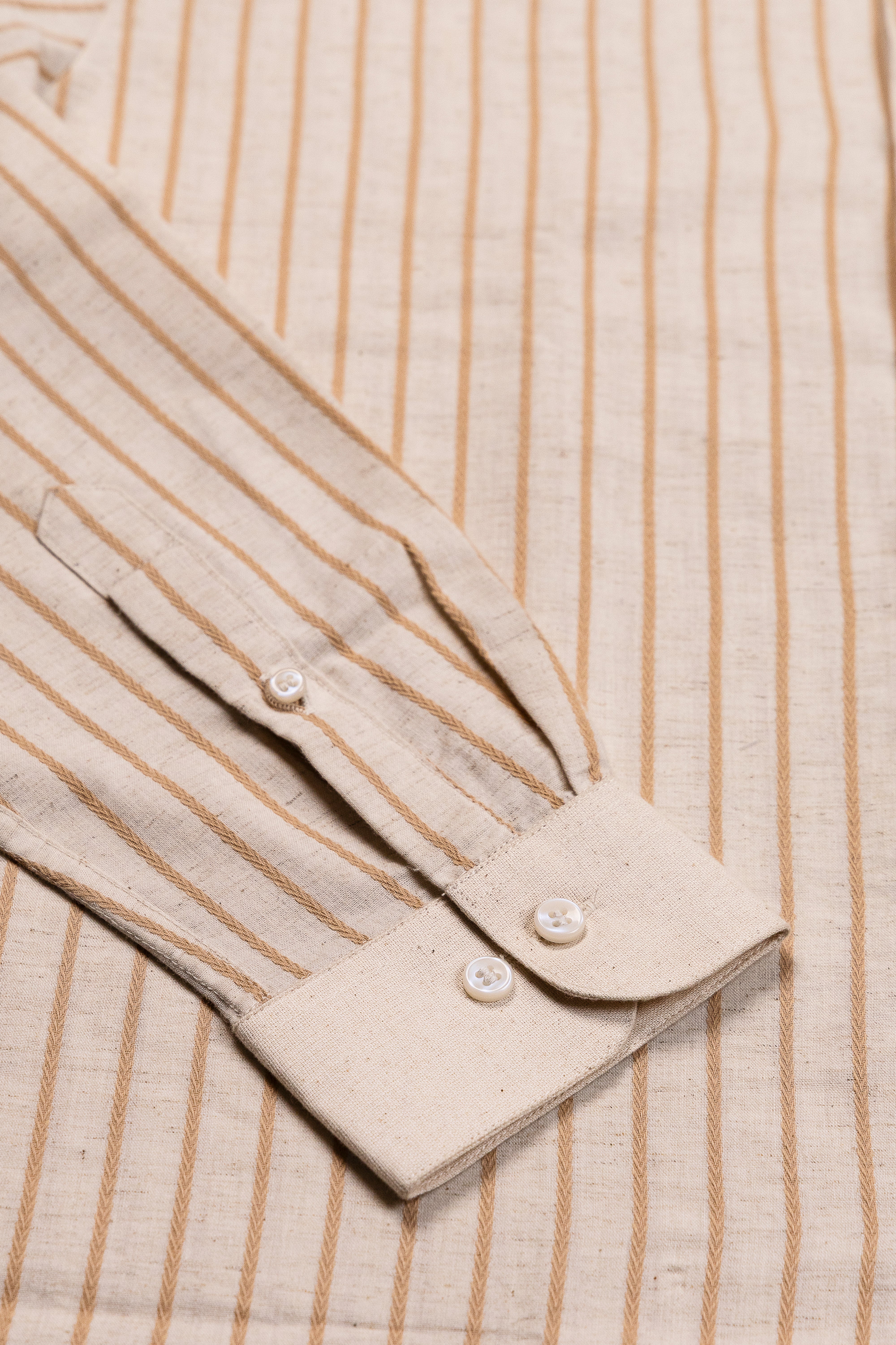 Banker Striped- Button Placket Contrast Collar Shirt