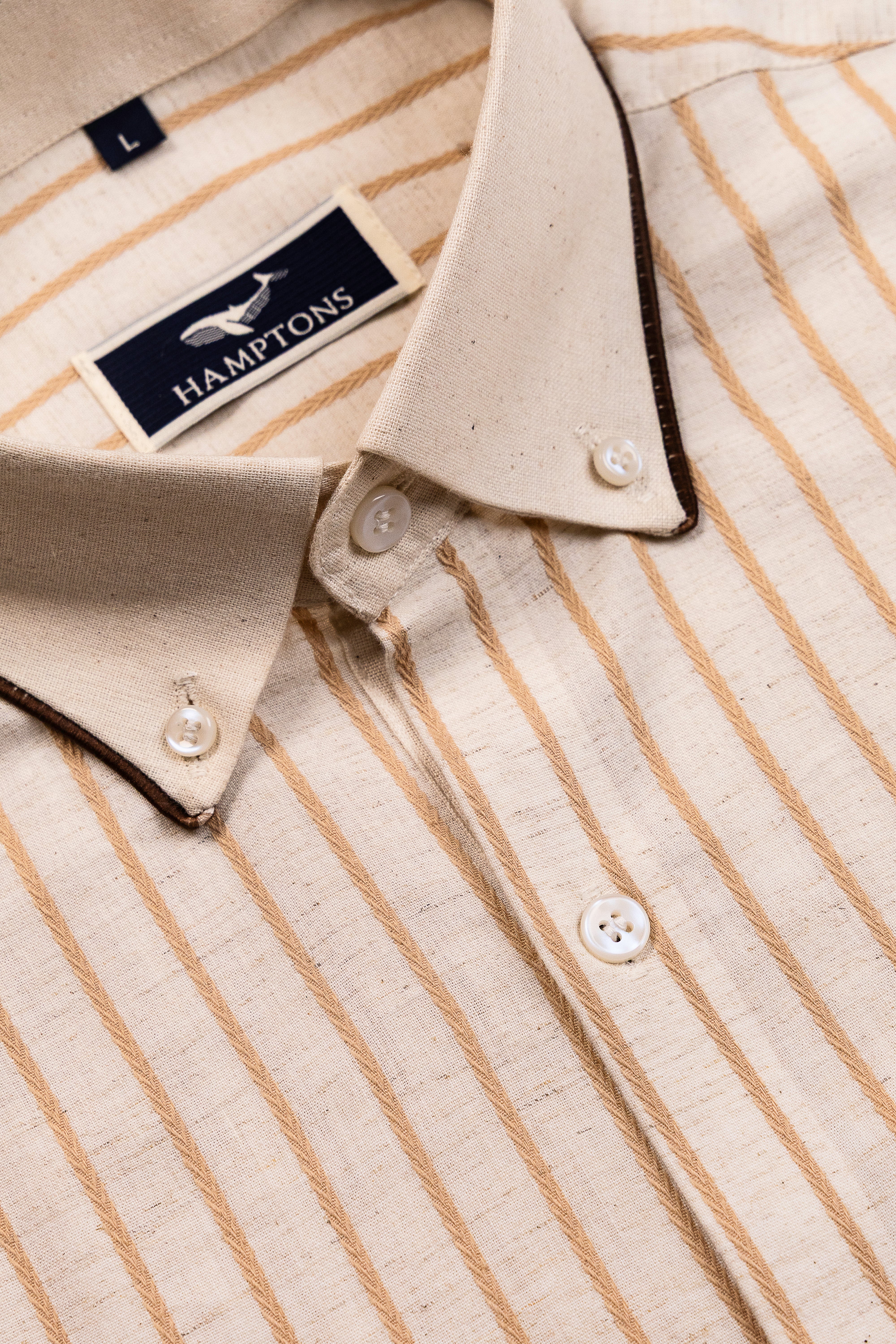 Banker Striped- Button Placket Contrast Collar Shirt