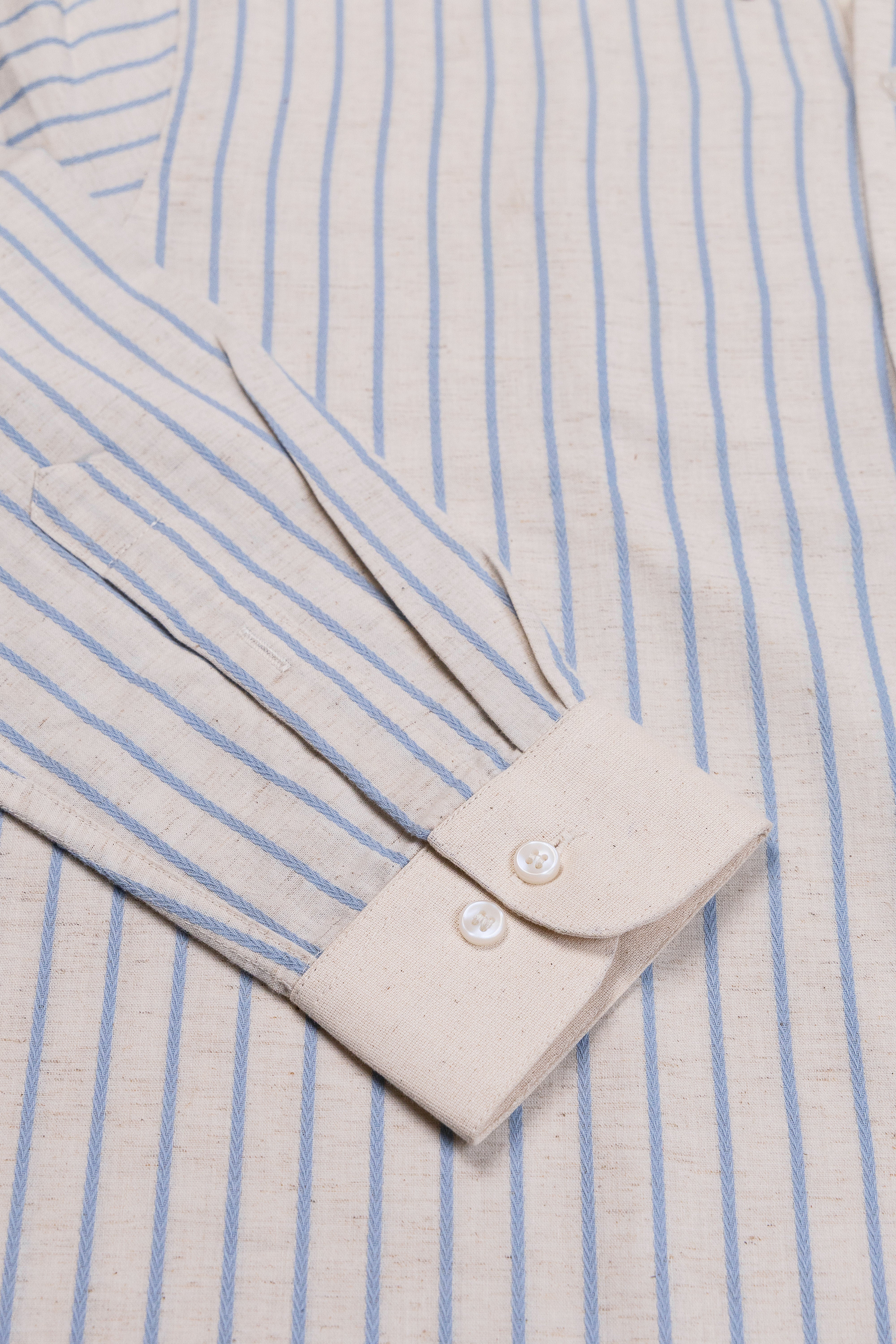 Herringbone Stripes- Contrast Collar Shirt