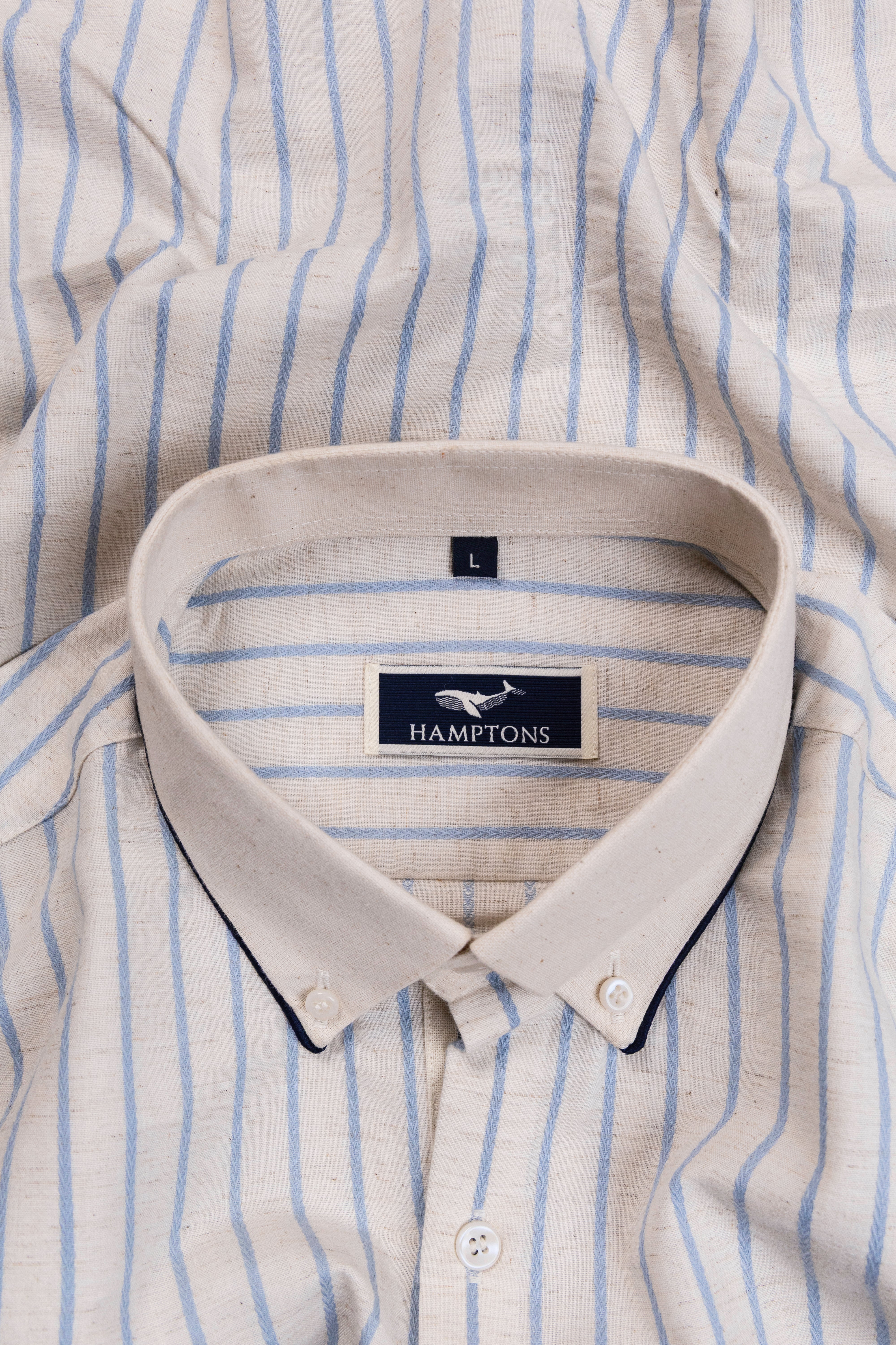 Herringbone Stripes- Contrast Collar Shirt
