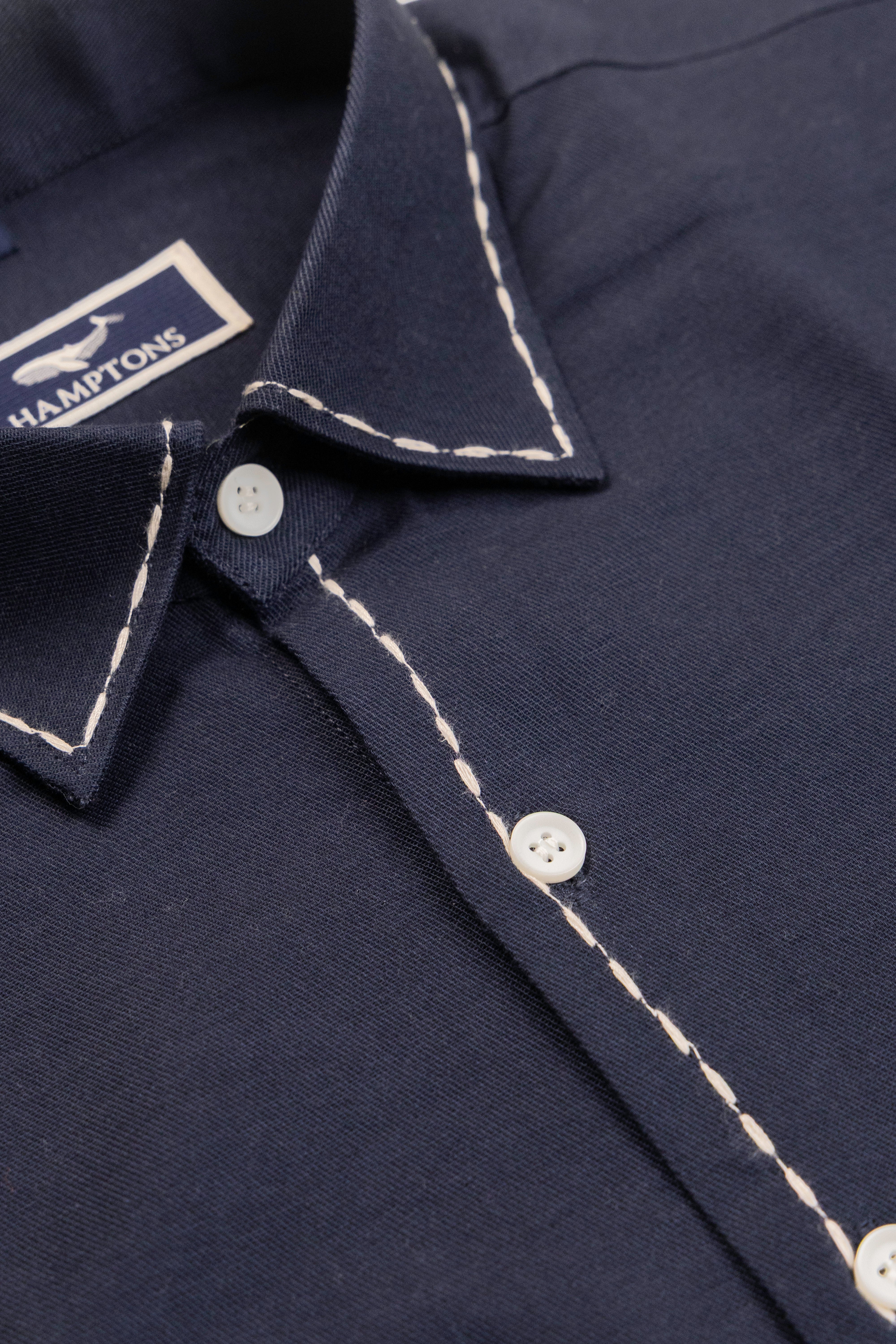 Saddle Stitch Cotton– Spread Collar And Bouble Pocket Shirt
