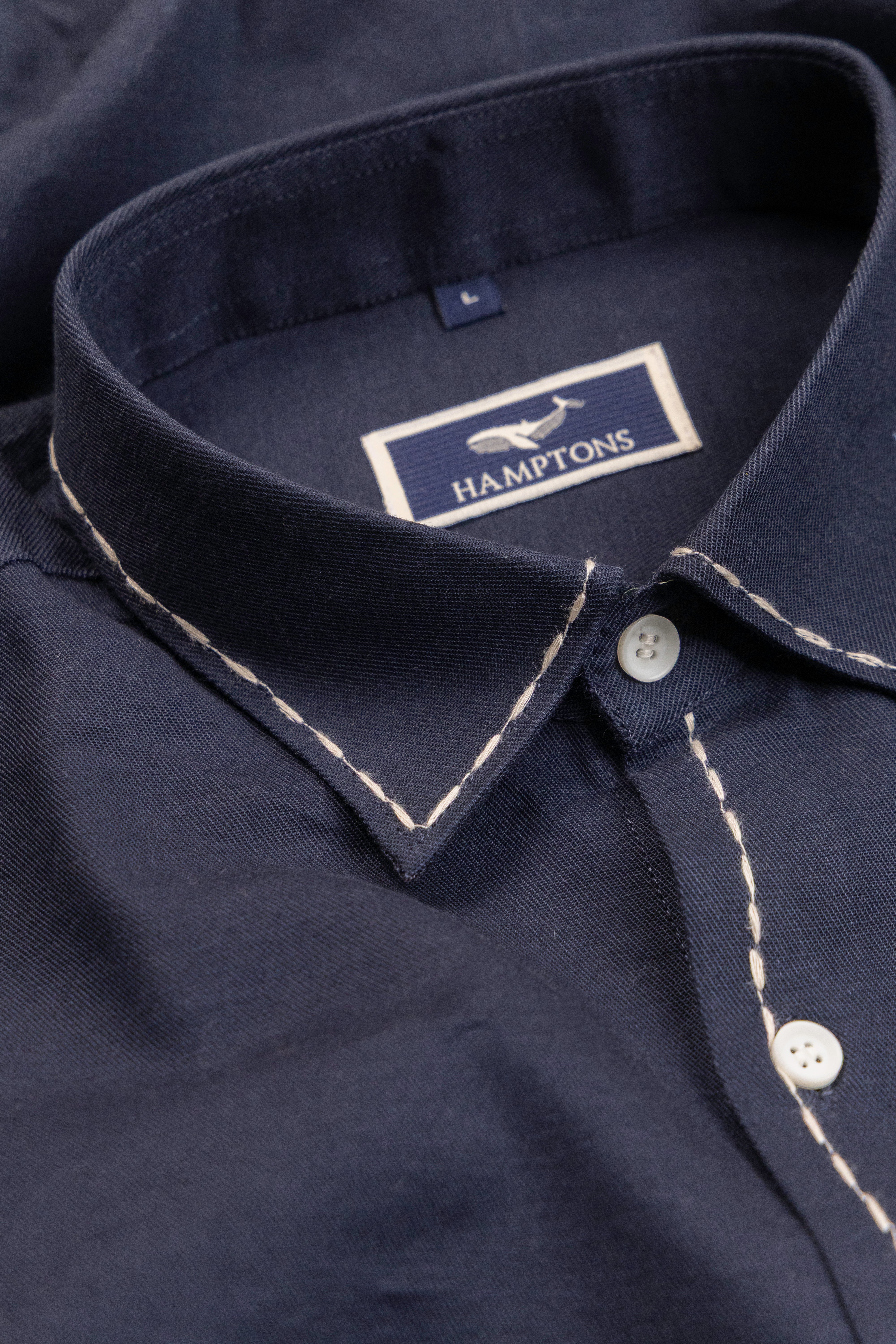 Saddle Stitch Cotton– Spread Collar And Bouble Pocket Shirt