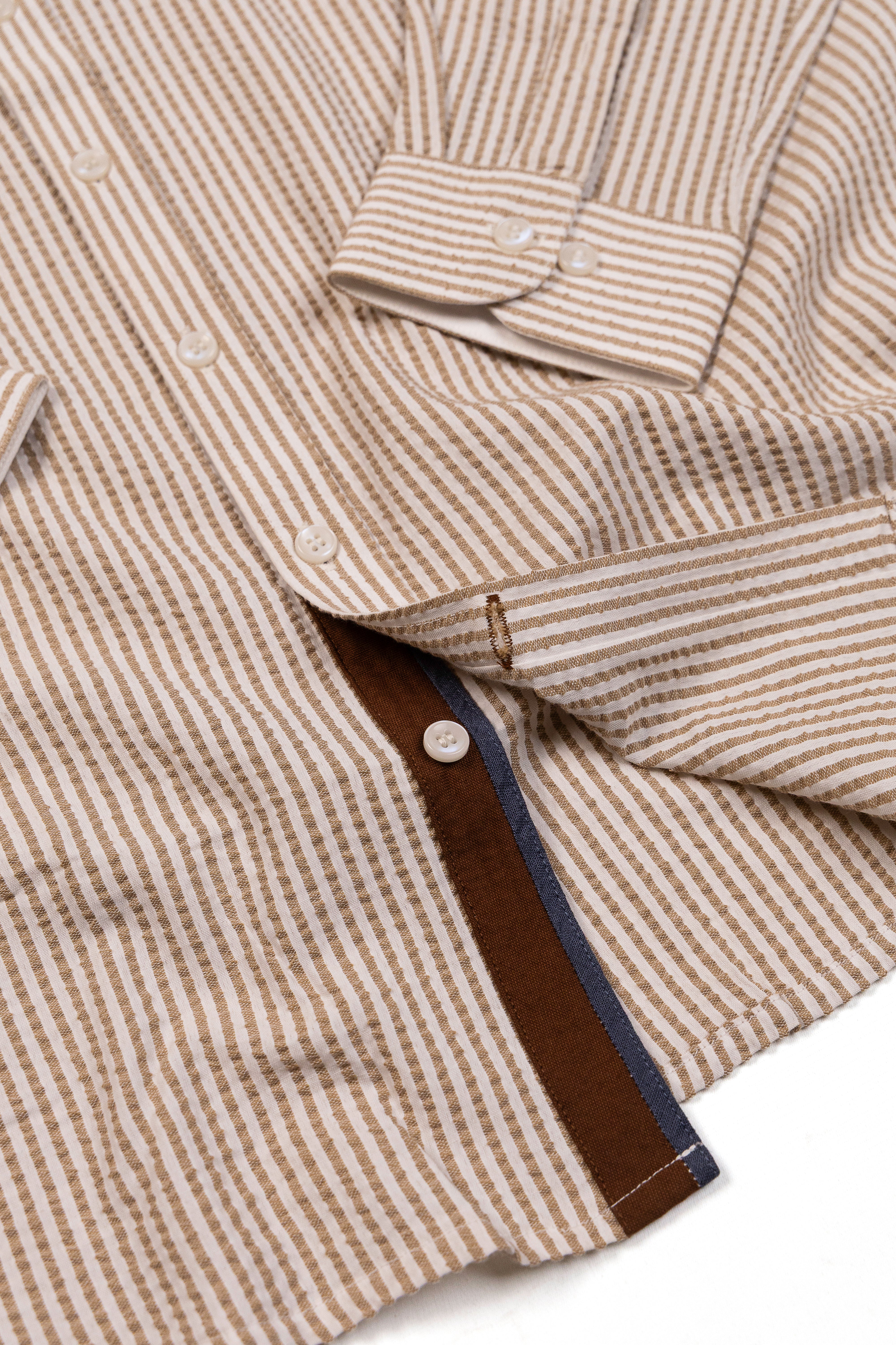 Resort Pinstripe Seersucker- Double Collar Style Shirt