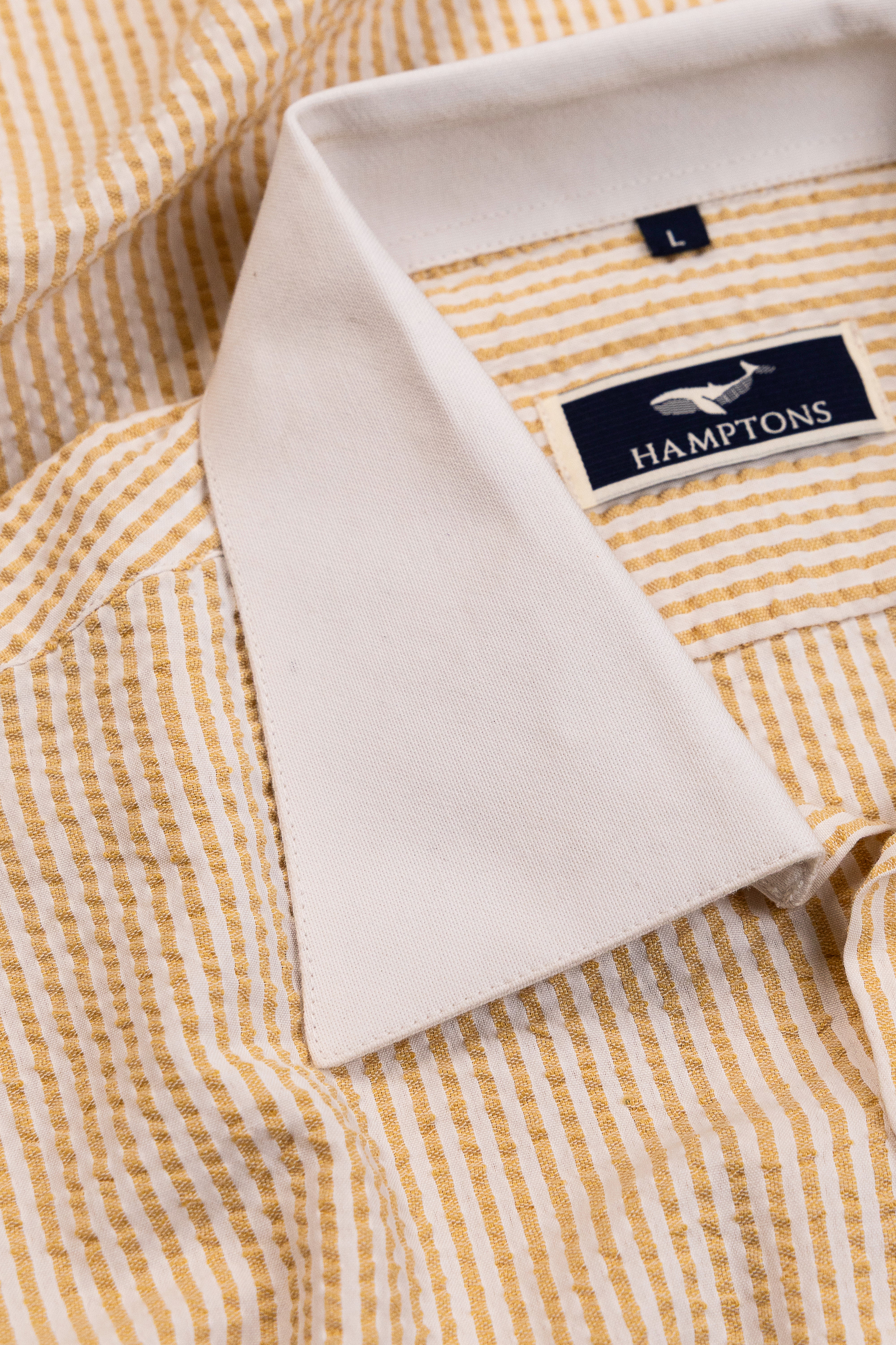 Coastal Seersucker- 80s Wide Collar Shirt