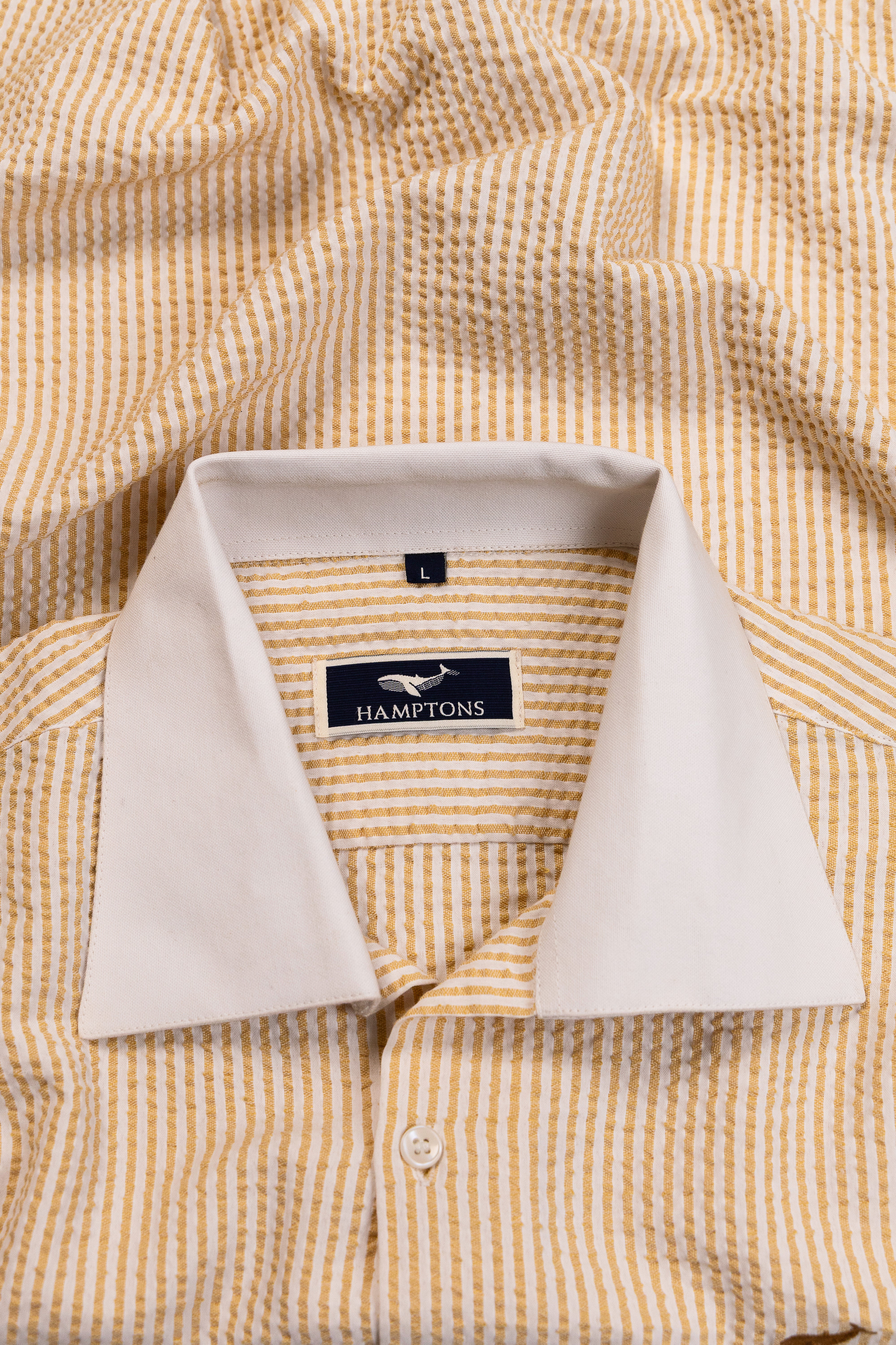 Coastal Seersucker- 80s Wide Collar Shirt