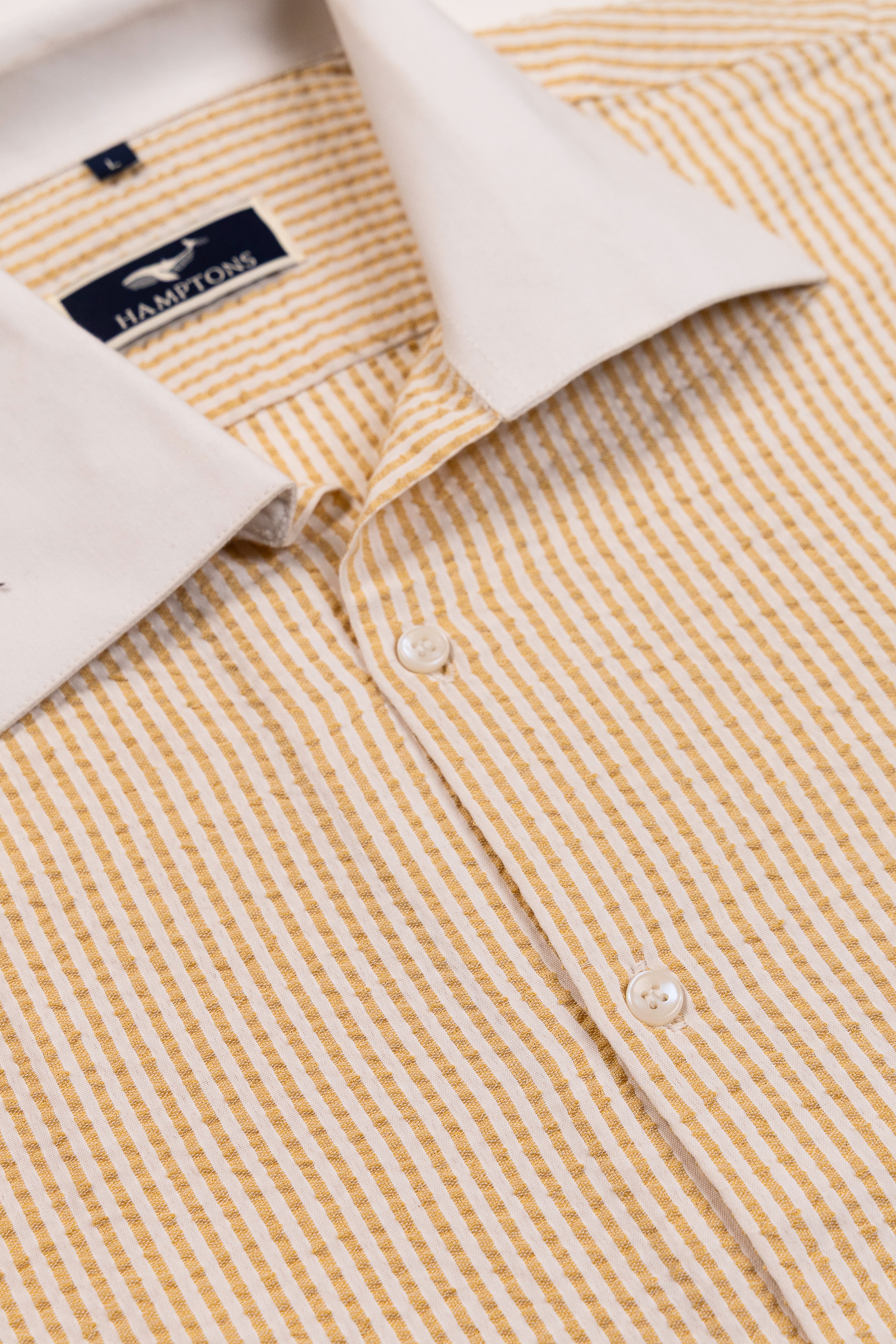 Coastal Seersucker- 80s Wide Collar Shirt