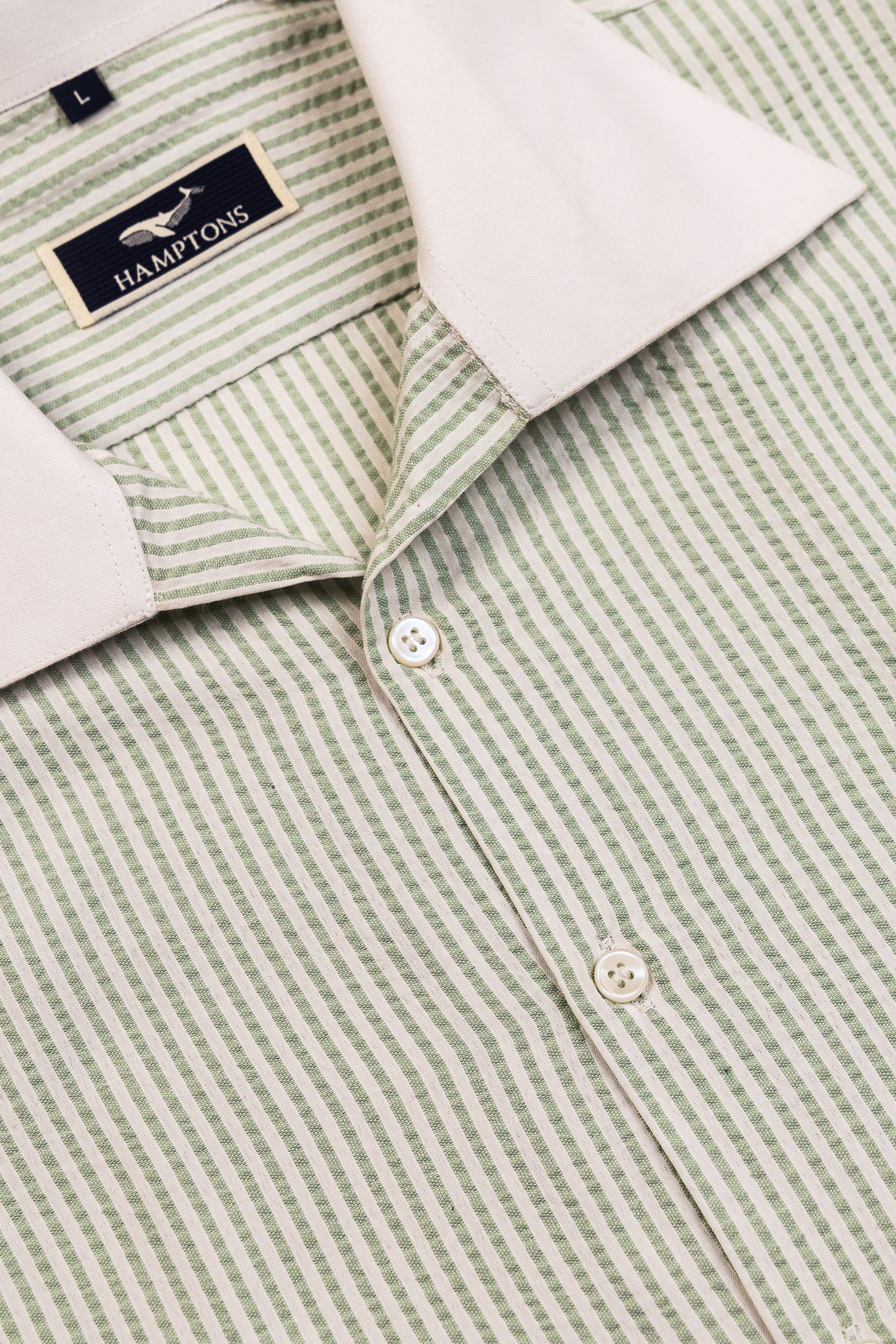 Breeze Stripe Seersucker- 80s Wide Collar Shirt