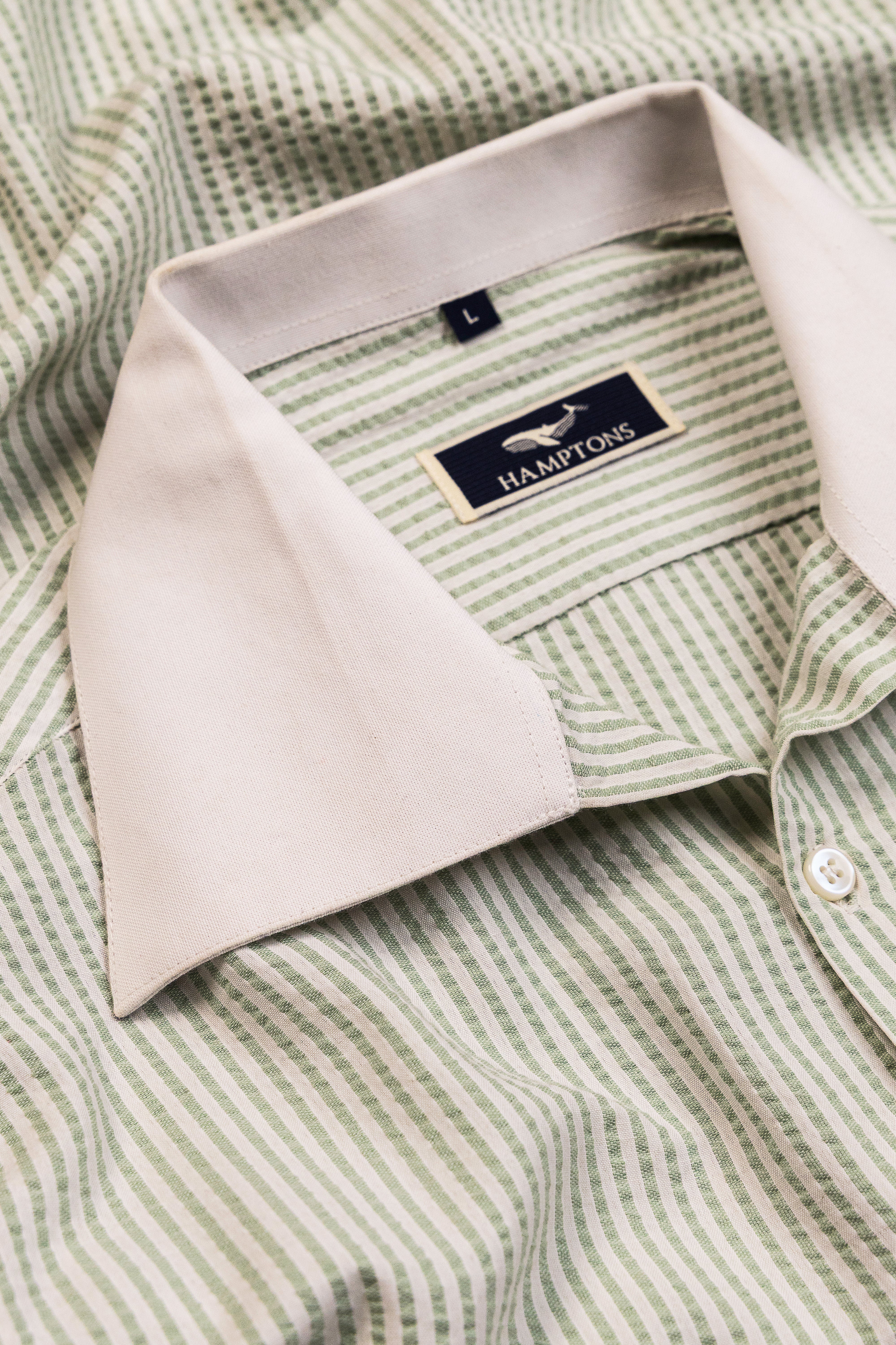 Breeze Stripe Seersucker- 80s Wide Collar Shirt