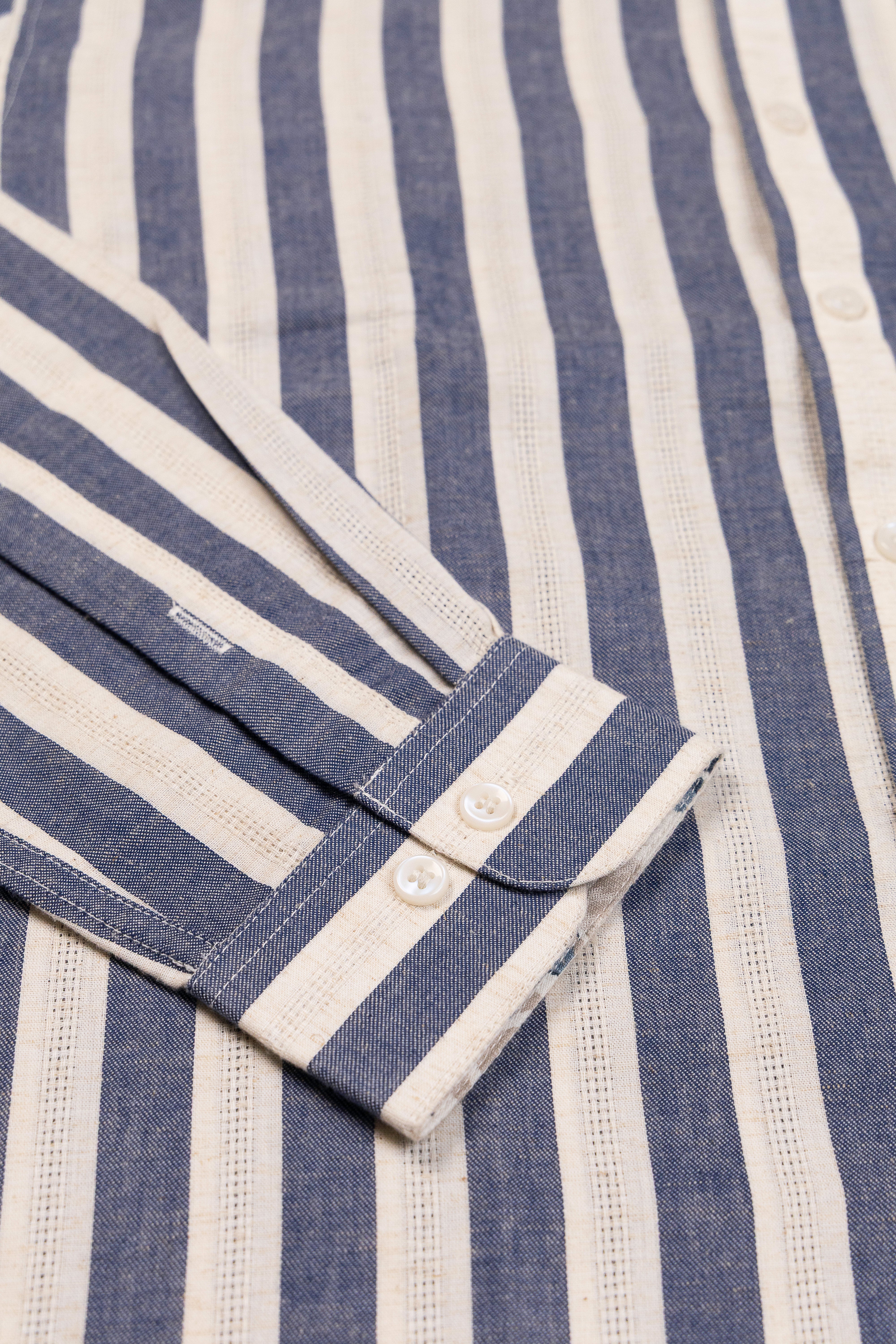 Riviera Stripe Oxford- Printed Button Placket  Shirt