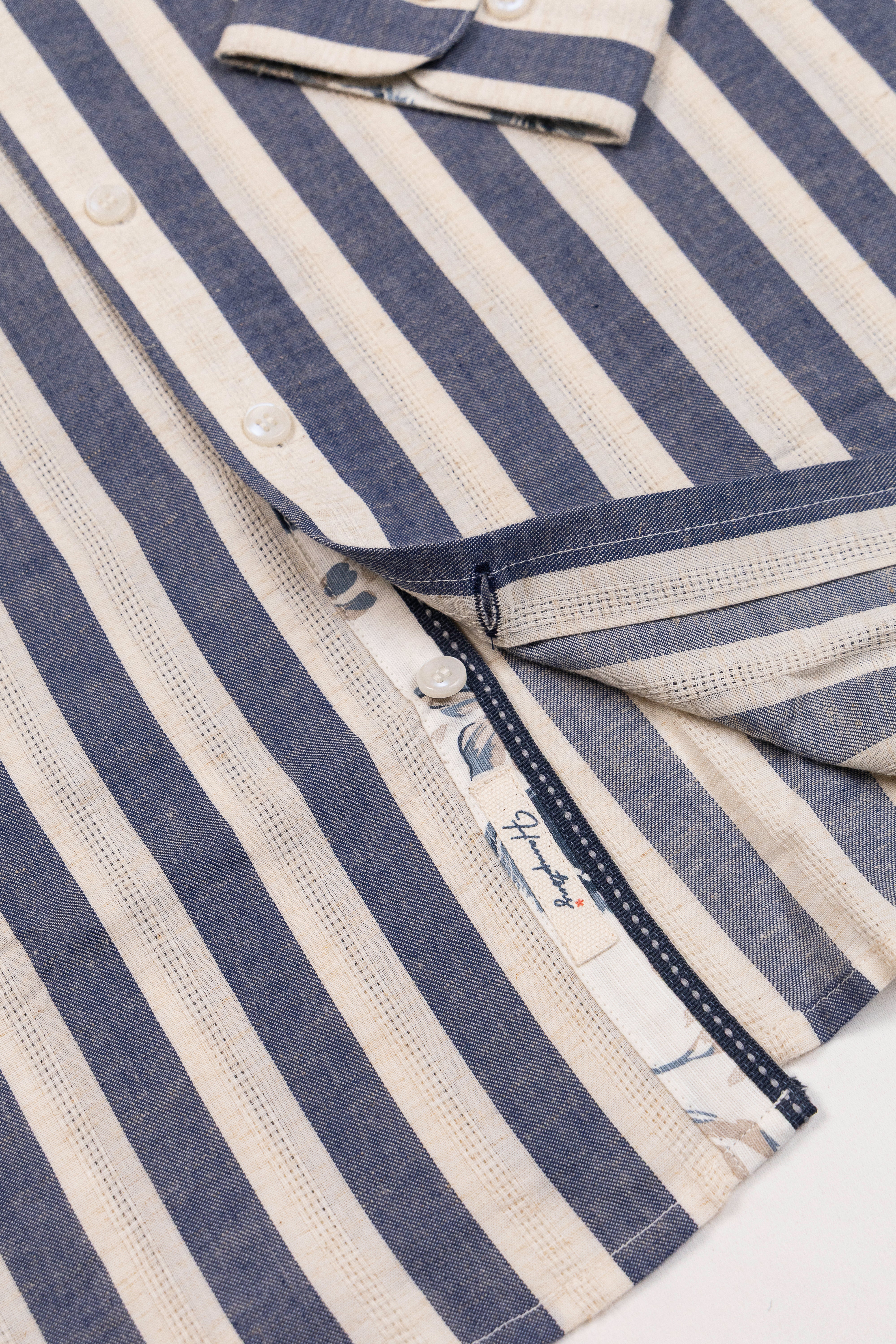 Riviera Stripe Oxford- Printed Button Placket  Shirt