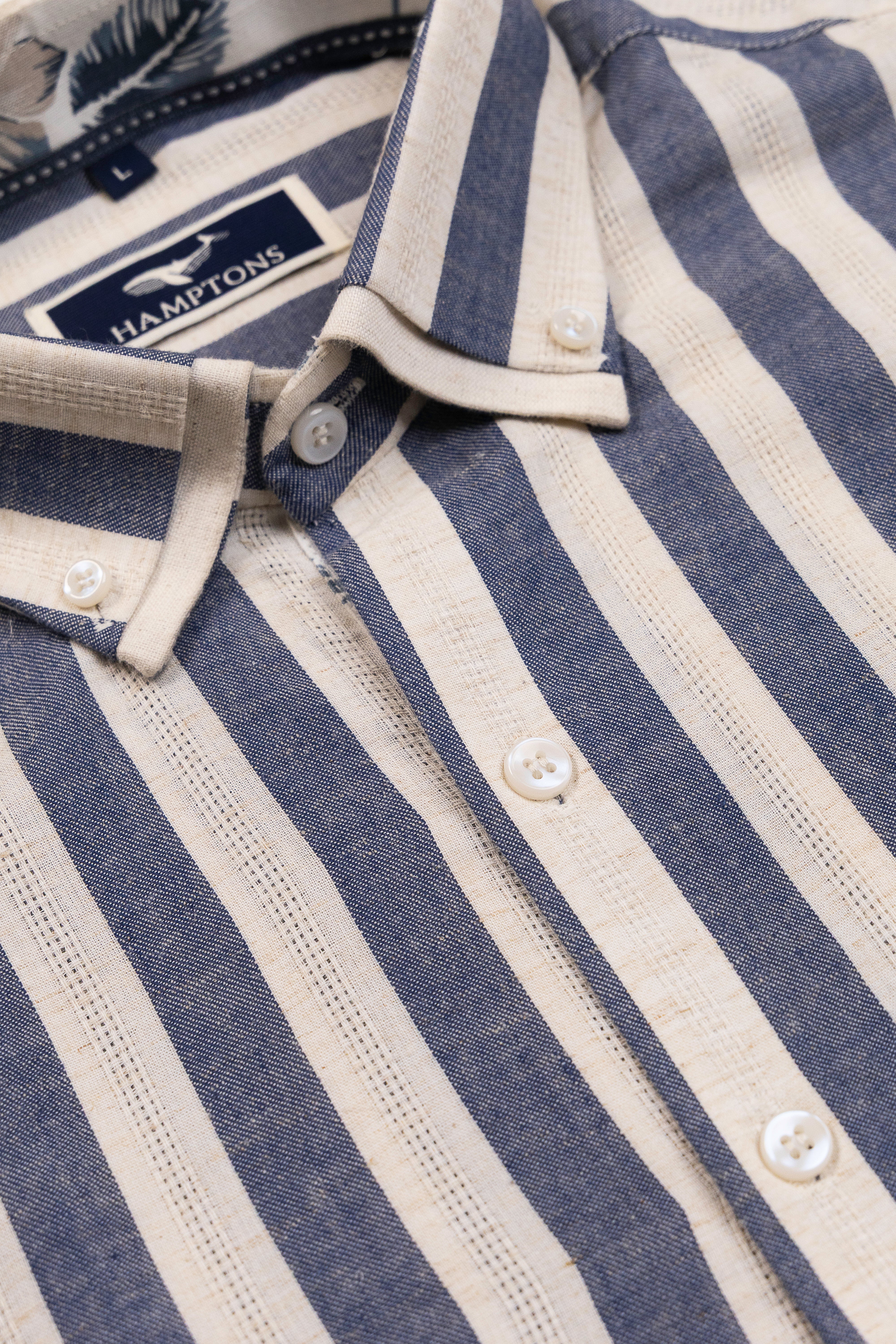 Riviera Stripe Oxford- Printed Button Placket  Shirt