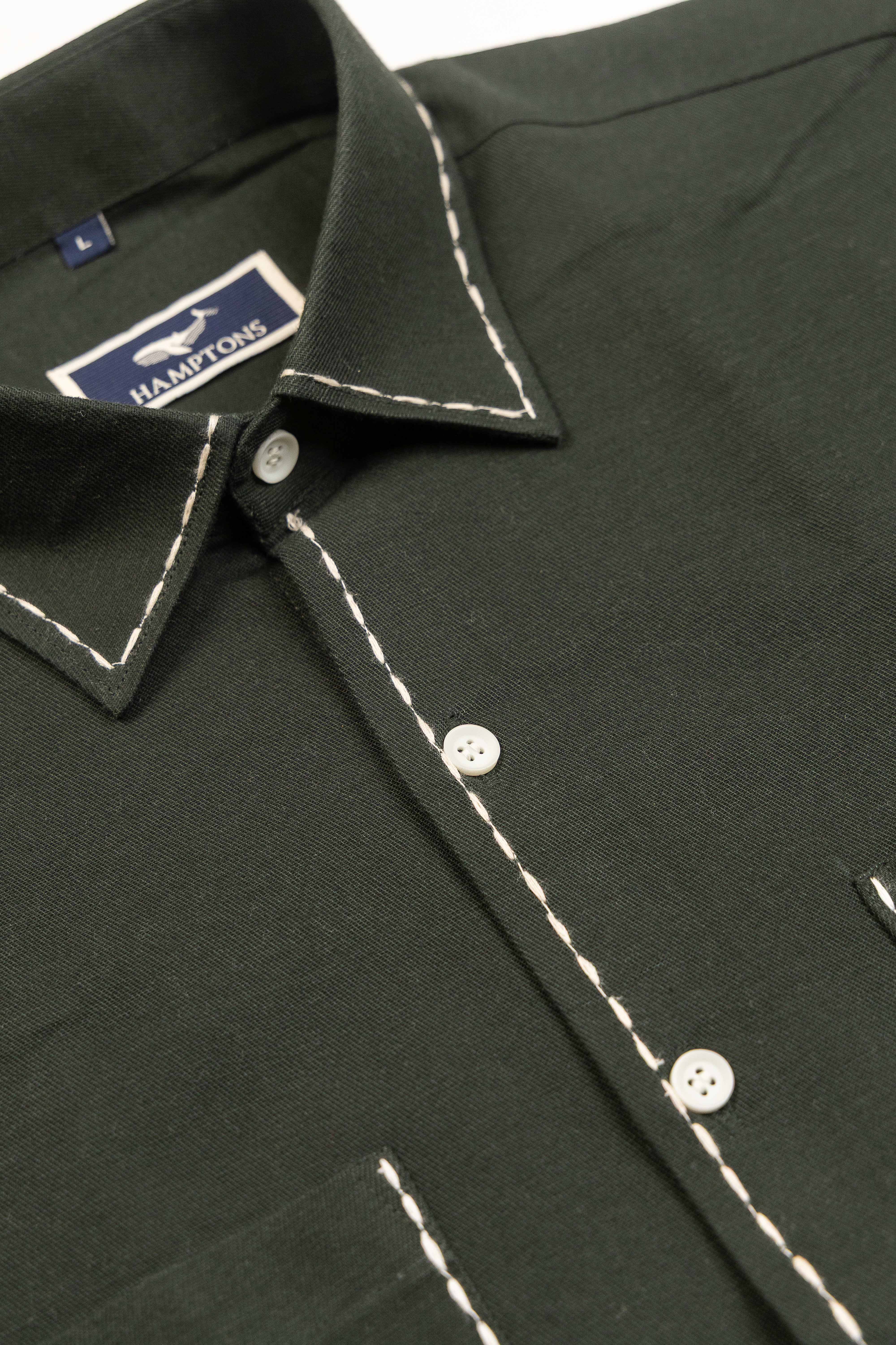 Evergreen Cotton– Spread Collar And Bouble Pocket Shirt
