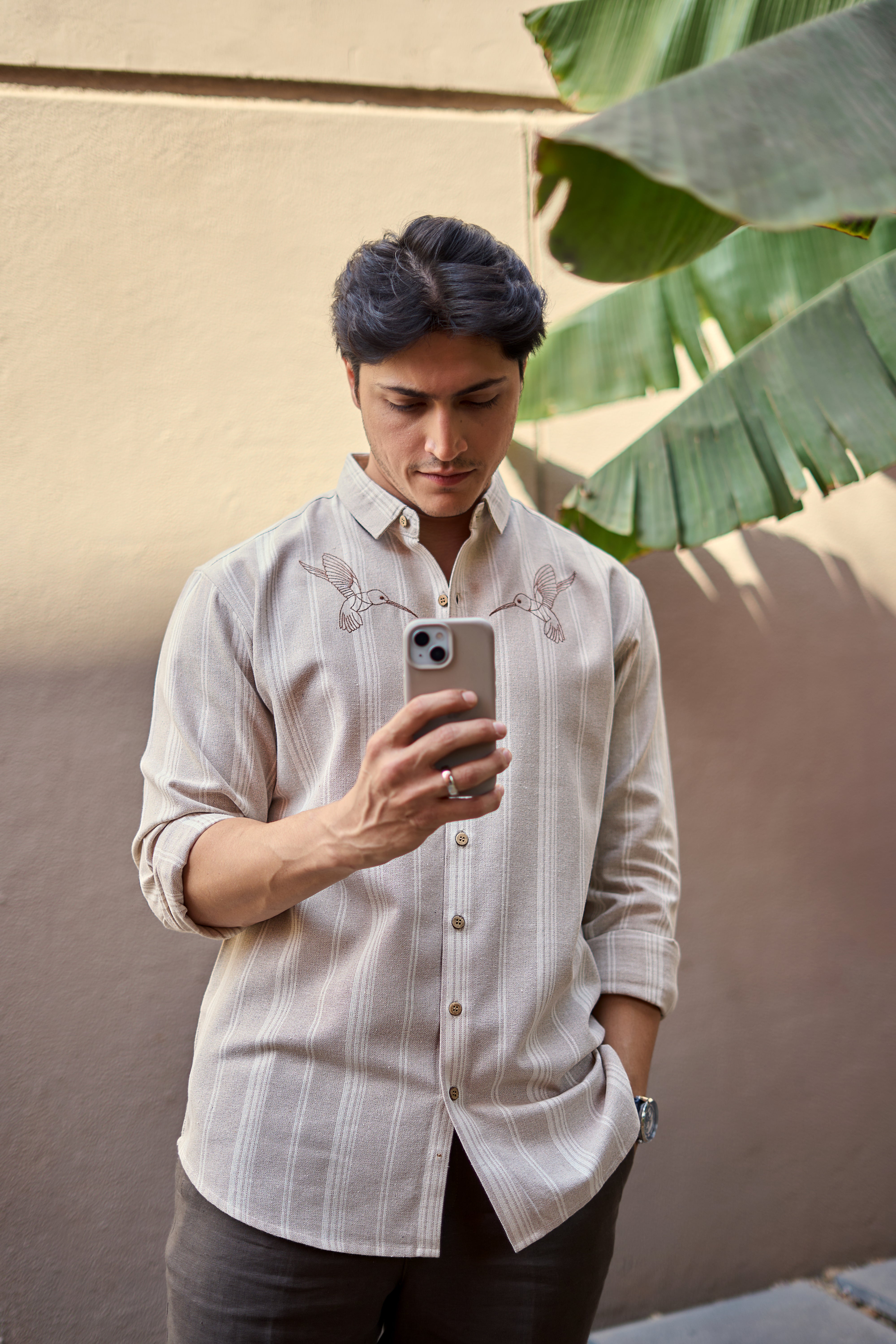 Whisper Flight 100% Cotton Embroidered Hummingbird Shirt