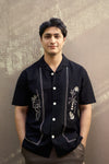 Devil's Pride Cotton Box Fit Black Embroidered Shirt
