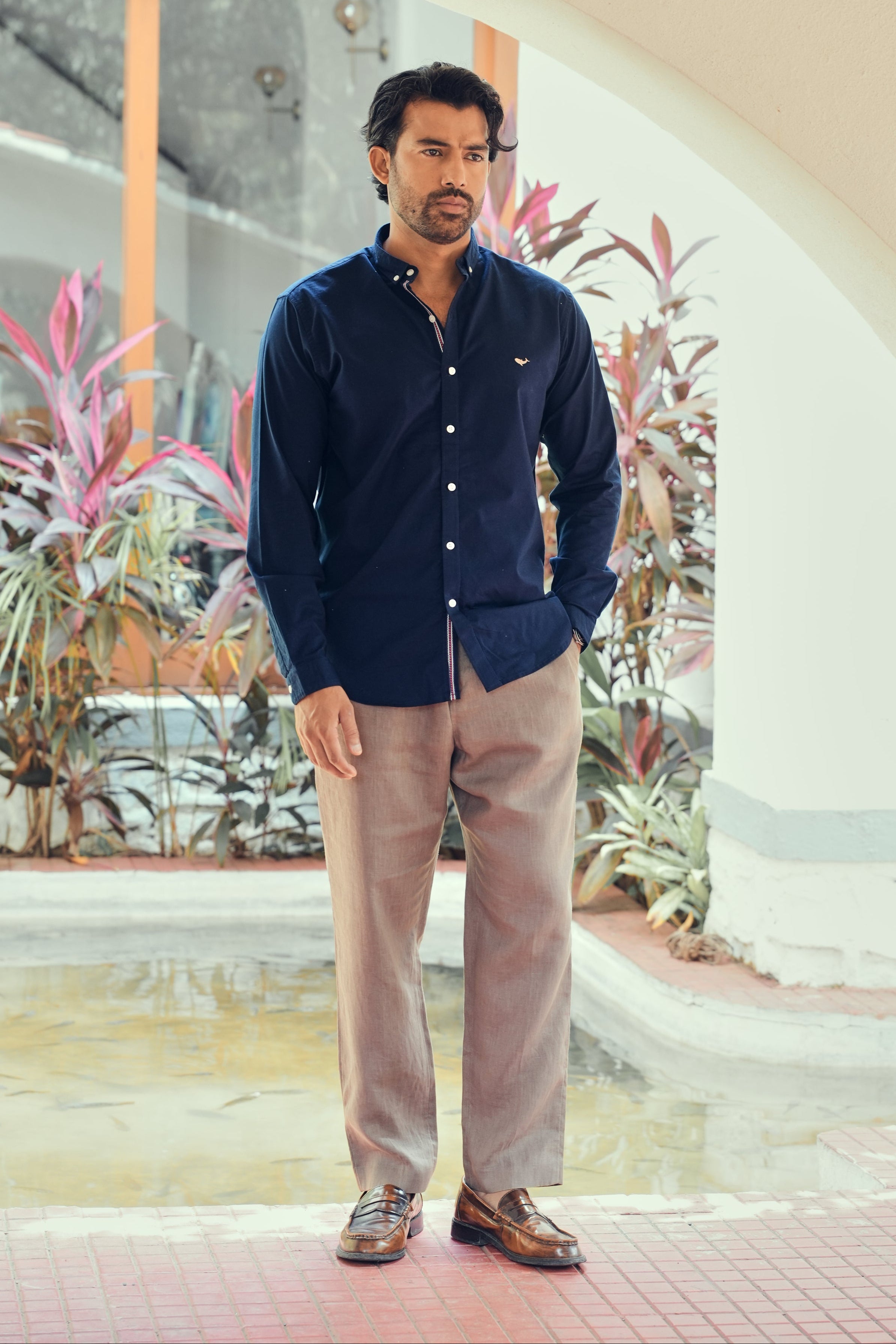 Midnight Blue Pre-washed Oxford Shirt